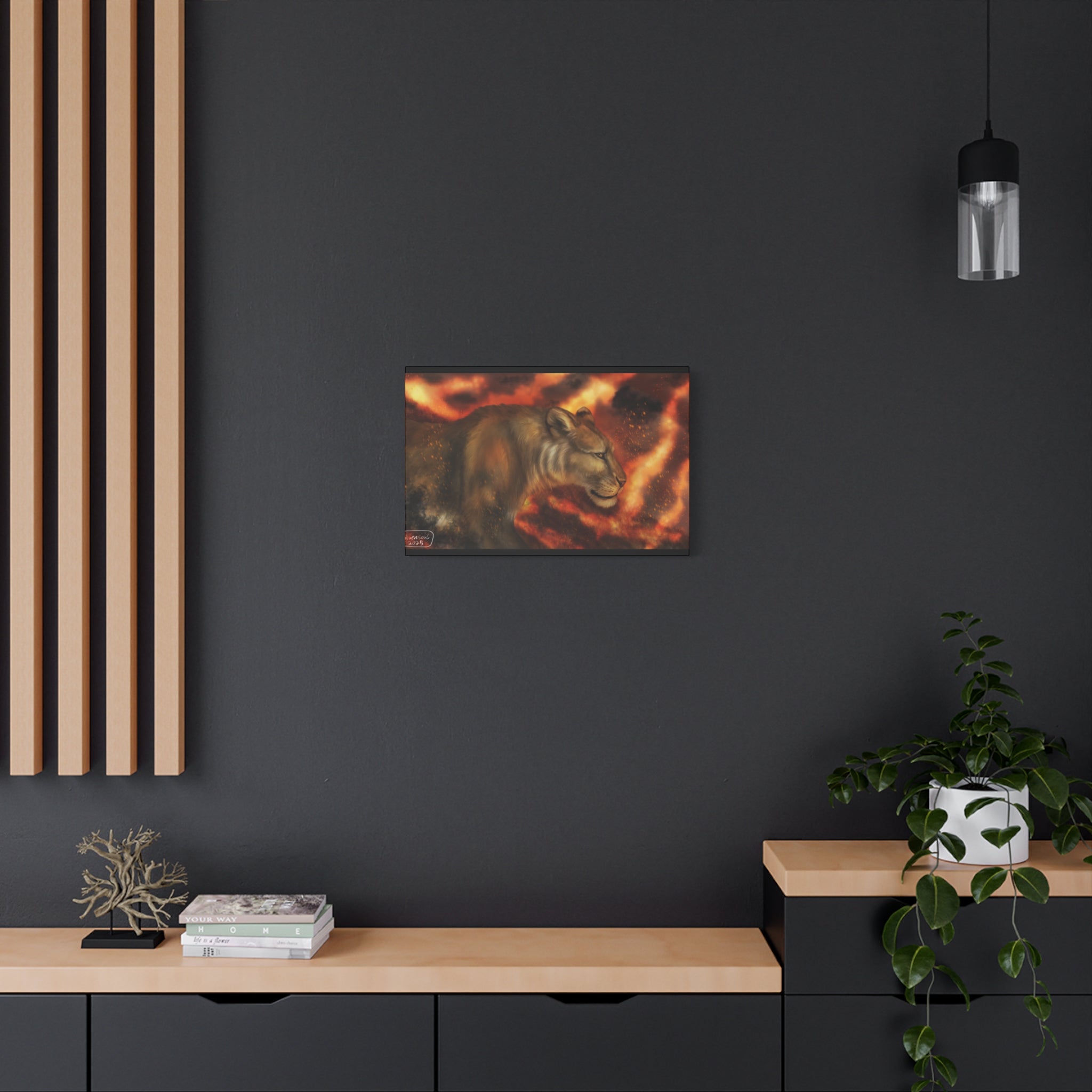 Fire lion Canvas, Stretched, 1.25"