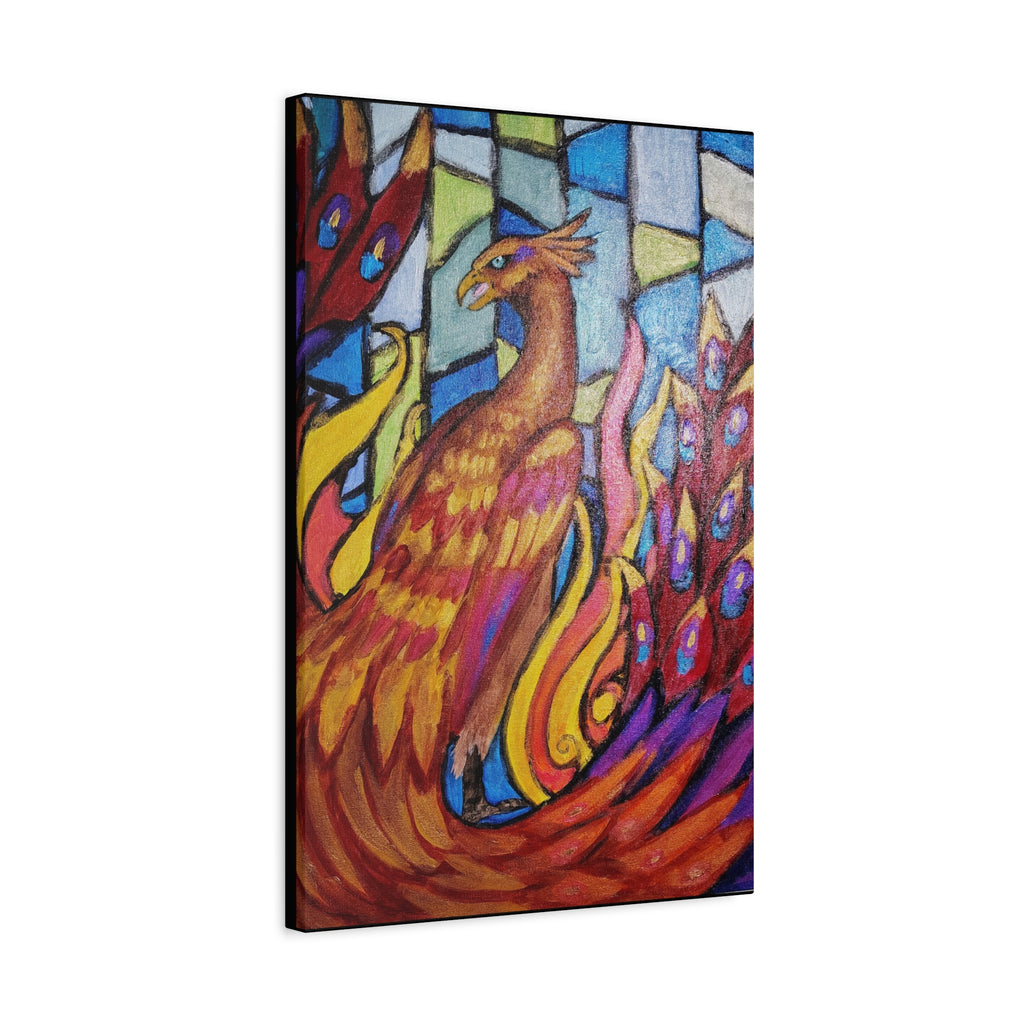 STAINED GLASS PHOENIX Stretched, 1.25"