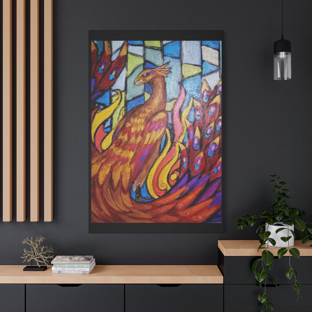 STAINED GLASS PHOENIX Stretched, 1.25"