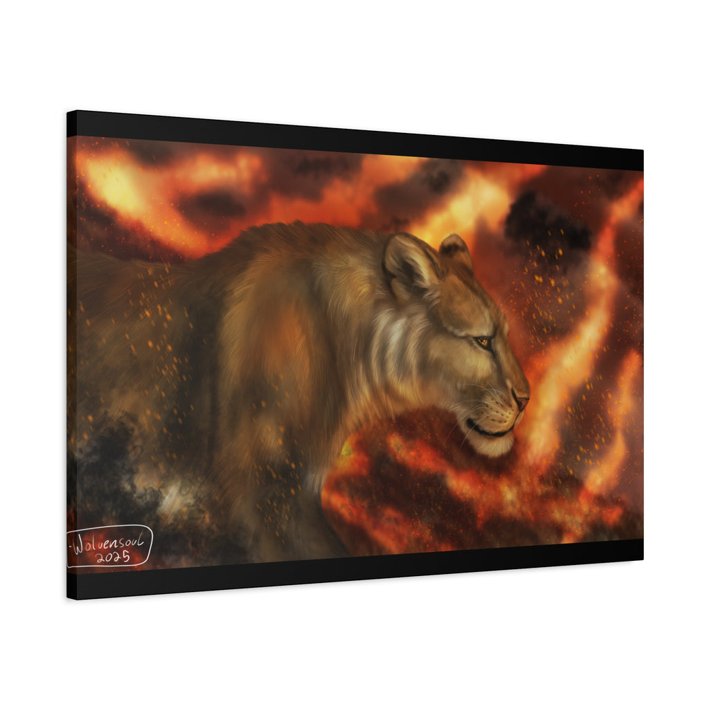 Fire lion Canvas, Stretched, 1.25"