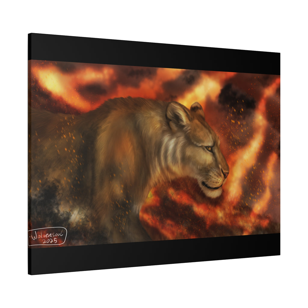 Fire lion Canvas, Stretched, 1.25"