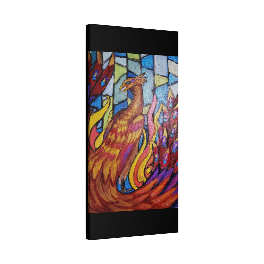 STAINED GLASS PHOENIX Stretched, 1.25"