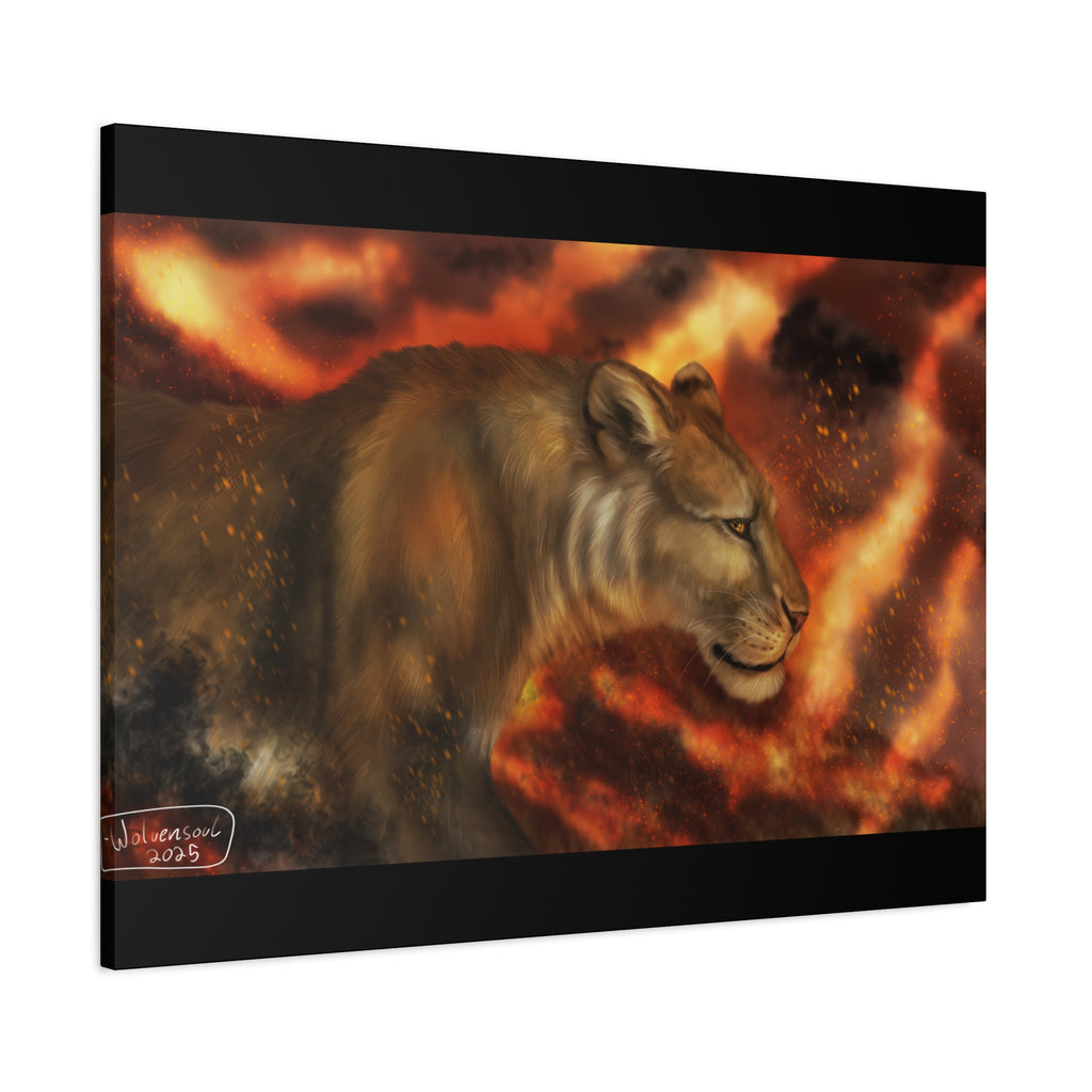 Fire lion Canvas, Stretched, 1.25"