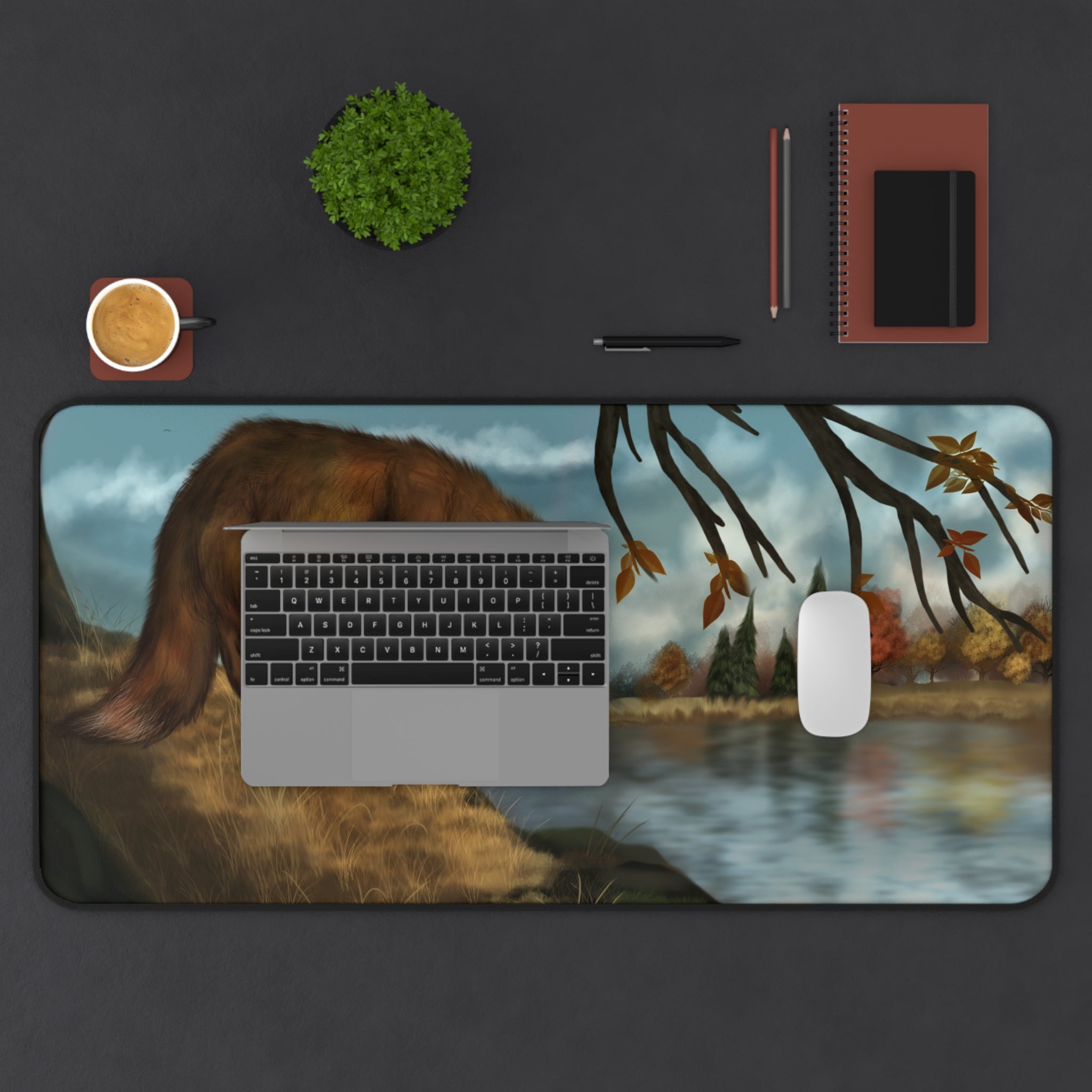Autumn Fox Lake16x32 Desk Mat