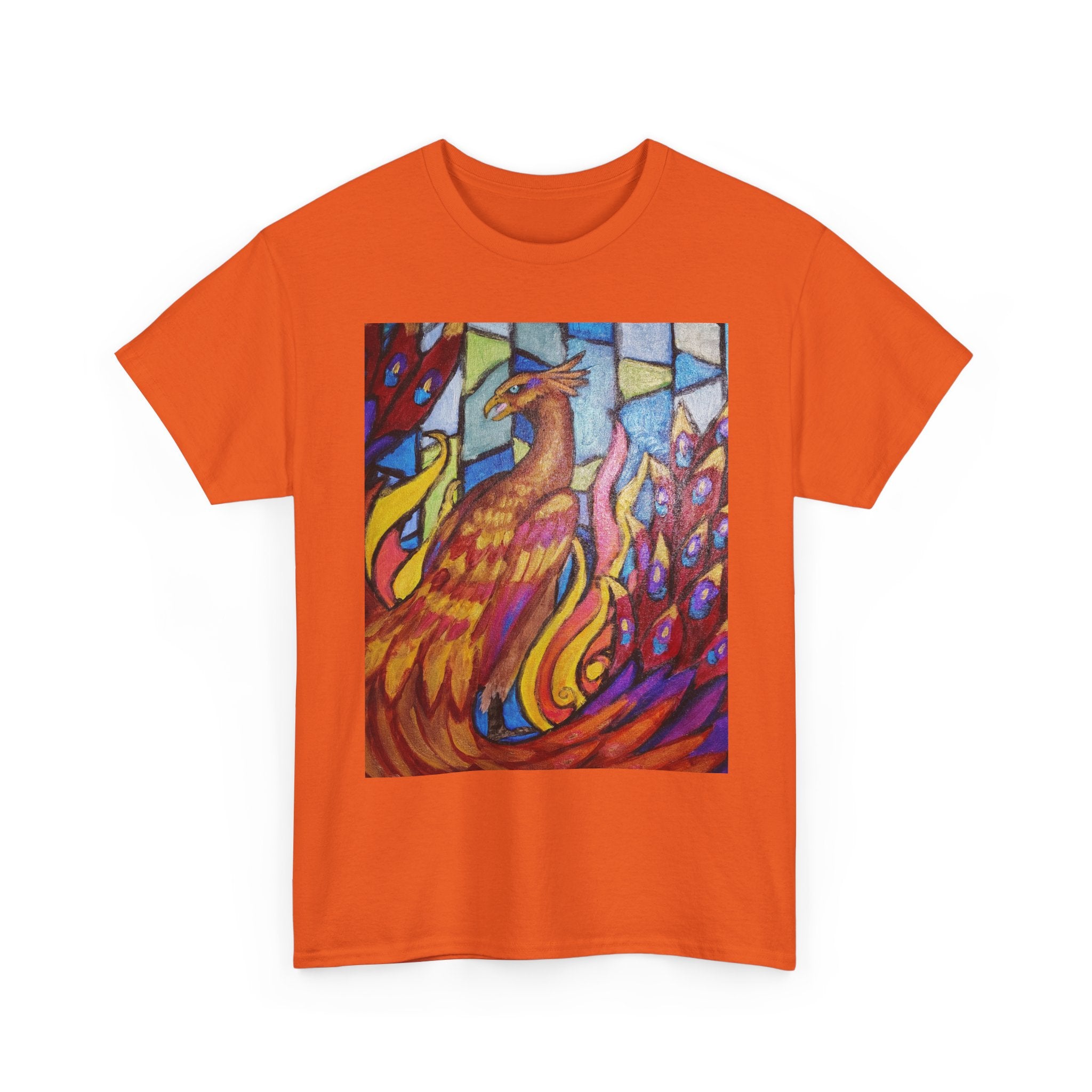Stained Glass Phoenix heavy Cotton Tee