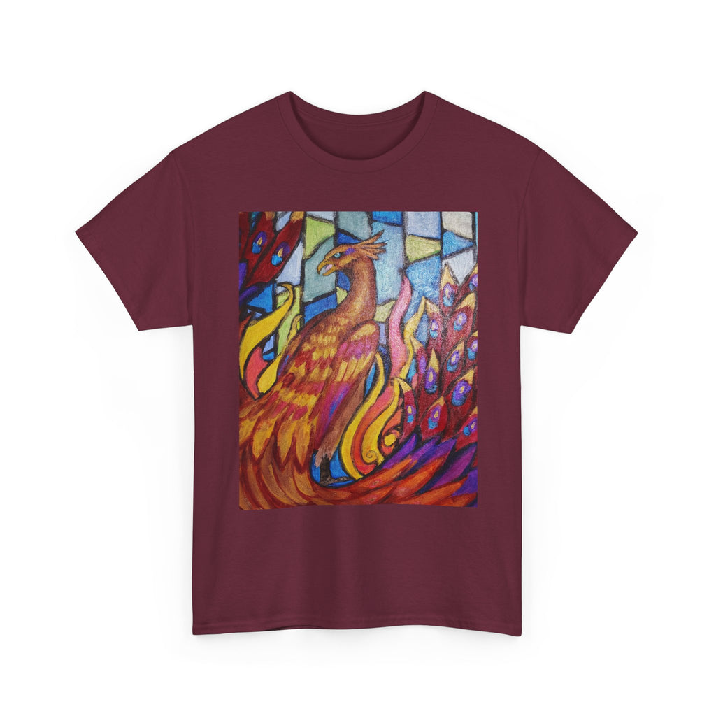 Stained Glass Phoenix heavy Cotton Tee