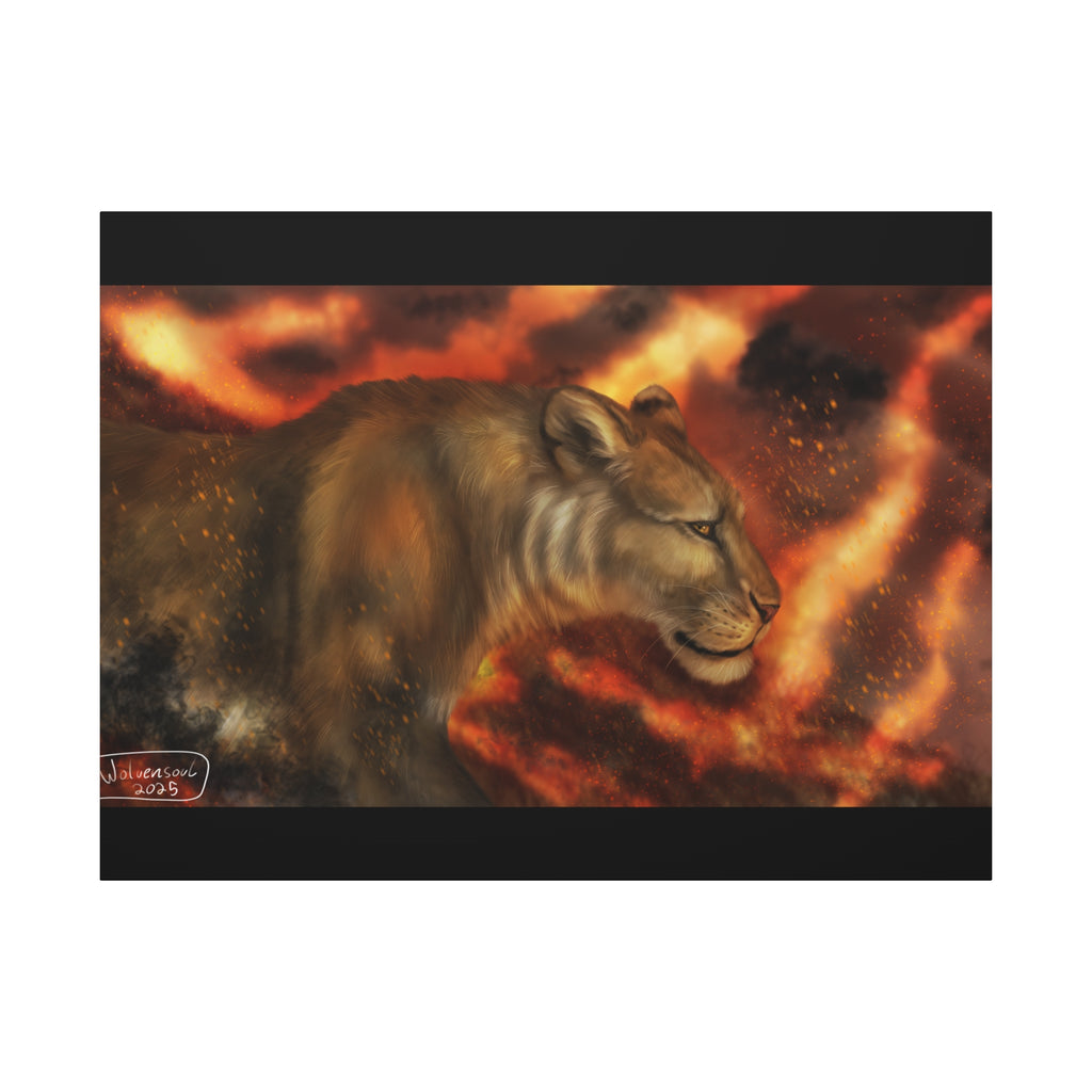 Fire lion Canvas, Stretched, 1.25"