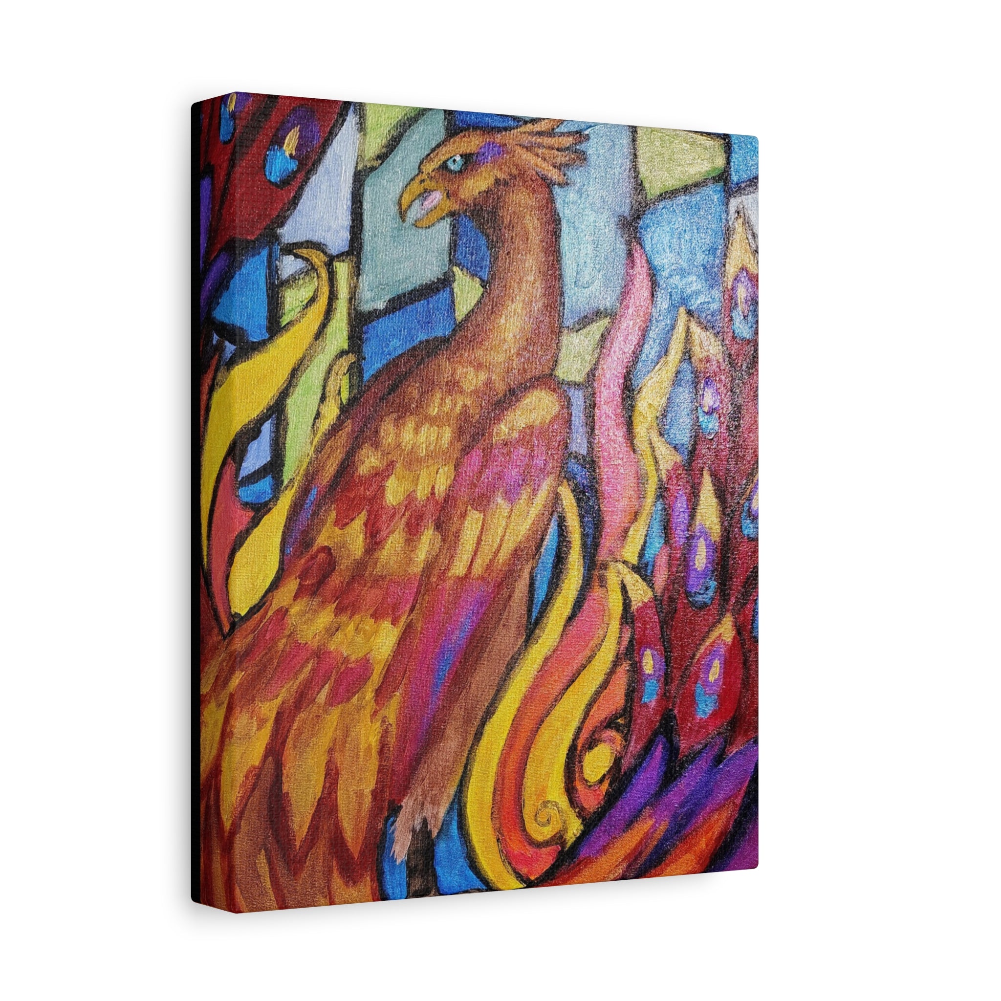 STAINED GLASS PHOENIX Stretched, 1.25"