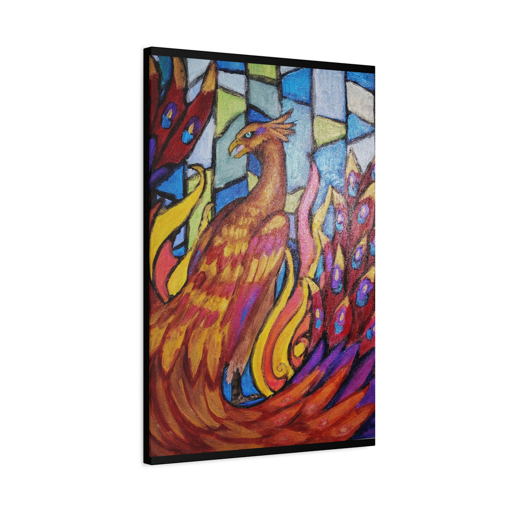 STAINED GLASS PHOENIX Stretched, 1.25"