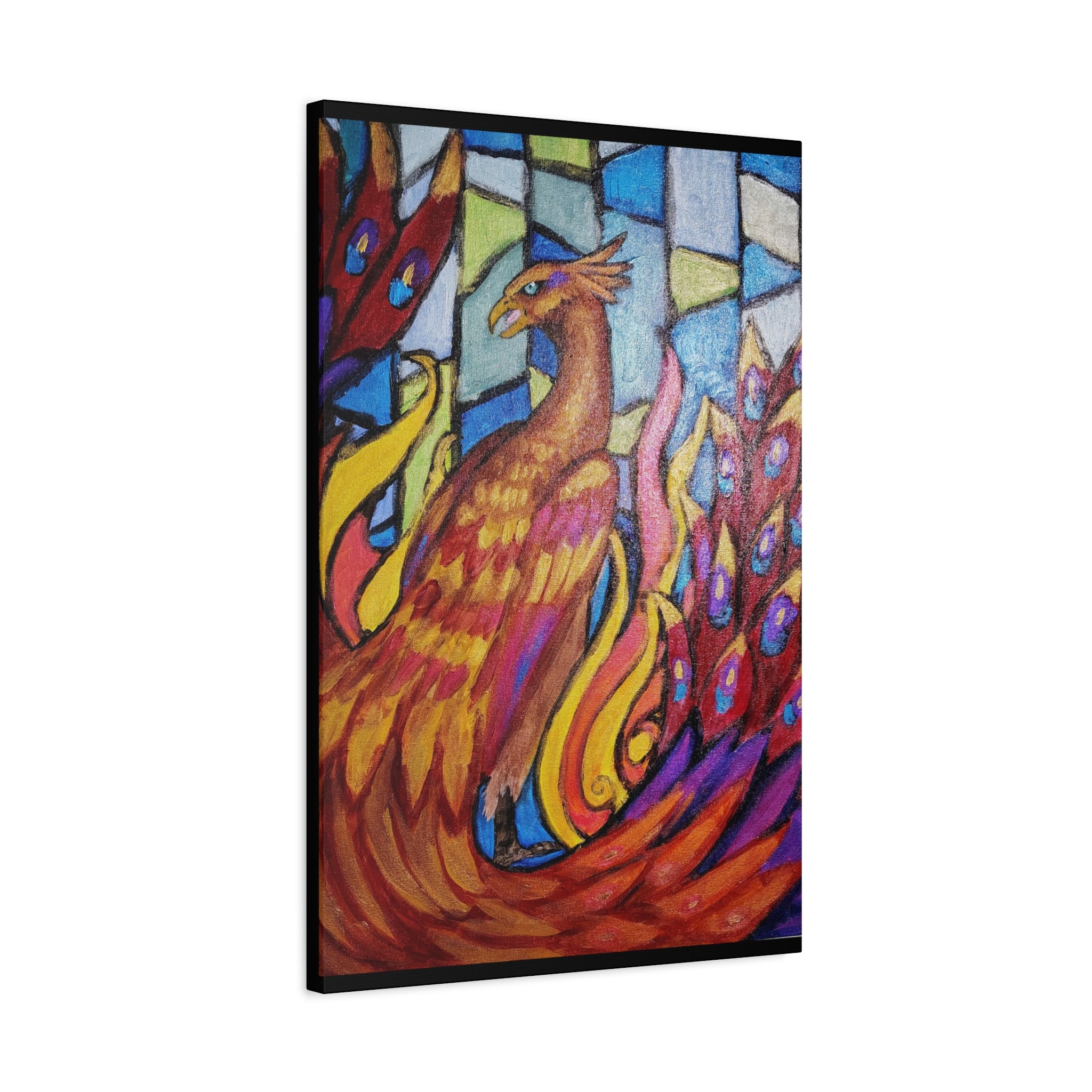 STAINED GLASS PHOENIX Stretched, 1.25"