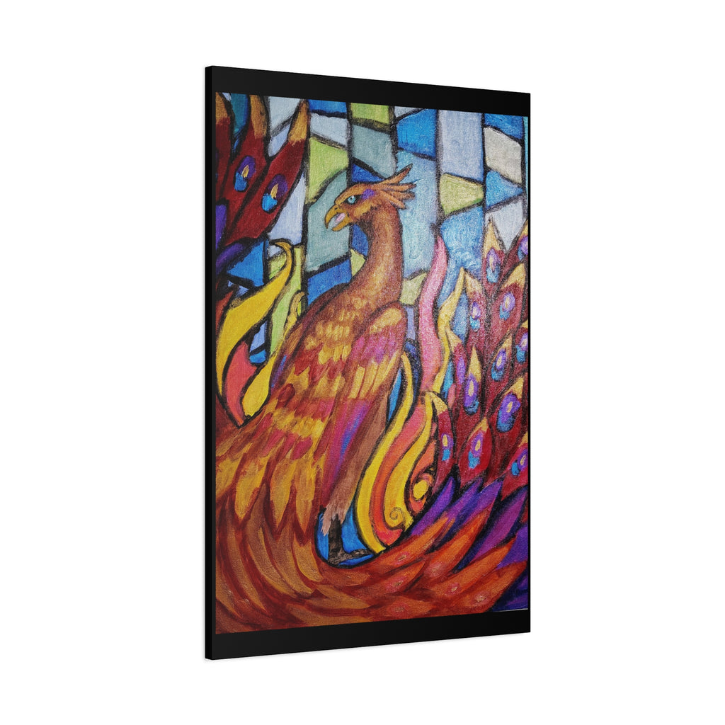 STAINED GLASS PHOENIX Stretched, 1.25"