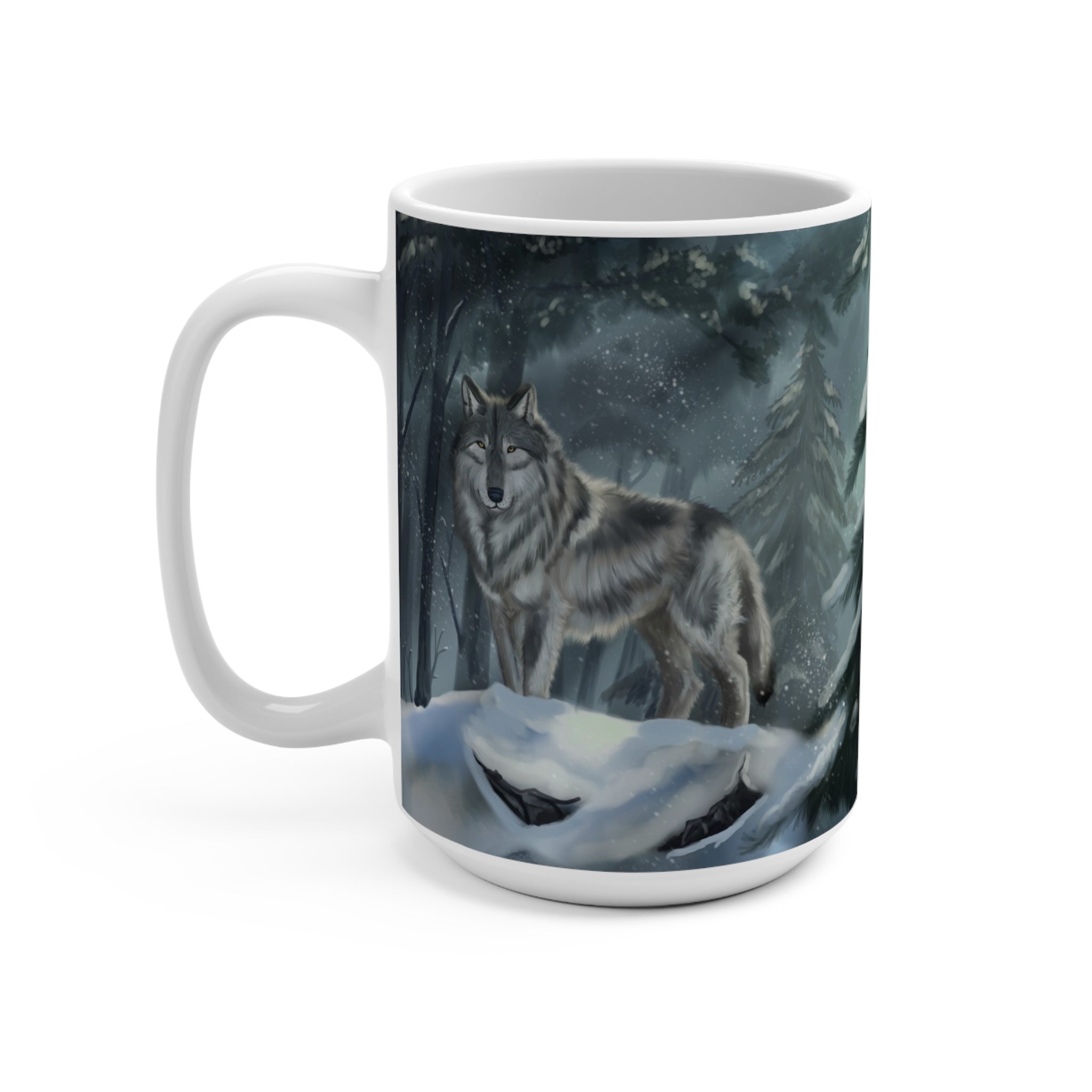WHITE Winter Wolves Mug 15oz
