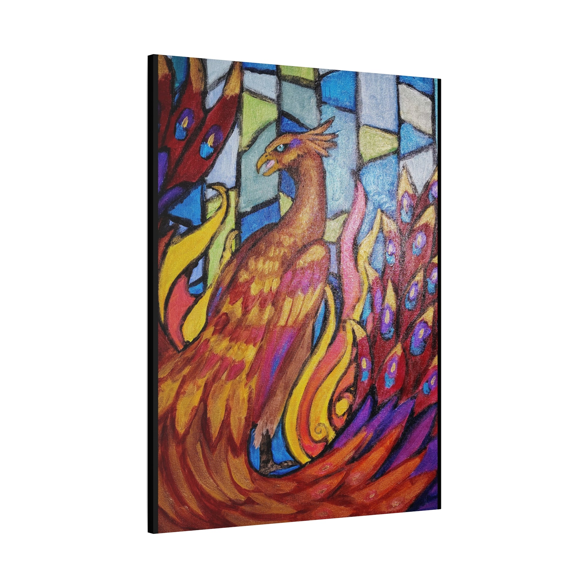 STAINED GLASS PHOENIX Stretched, 1.25"