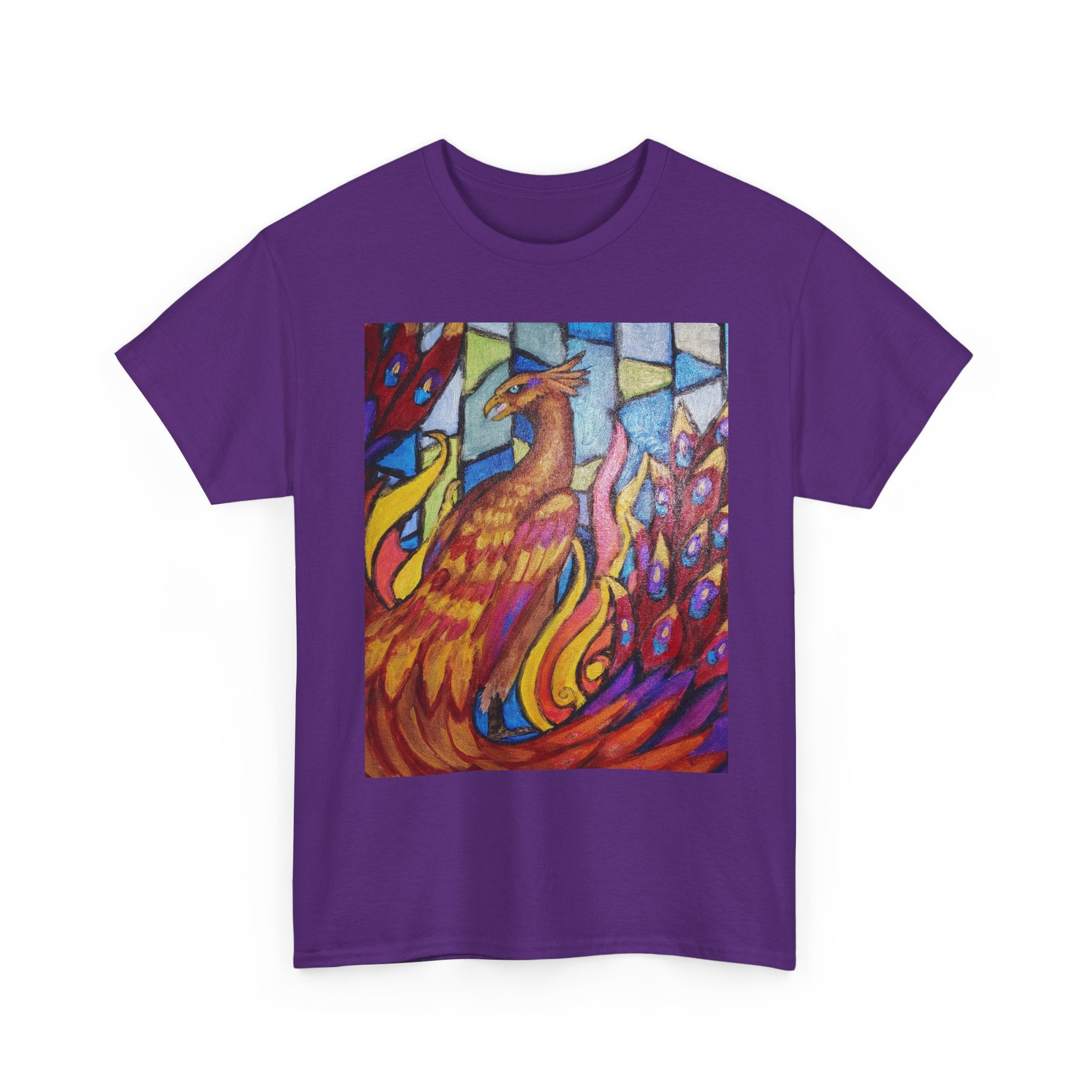 Stained Glass Phoenix heavy Cotton Tee