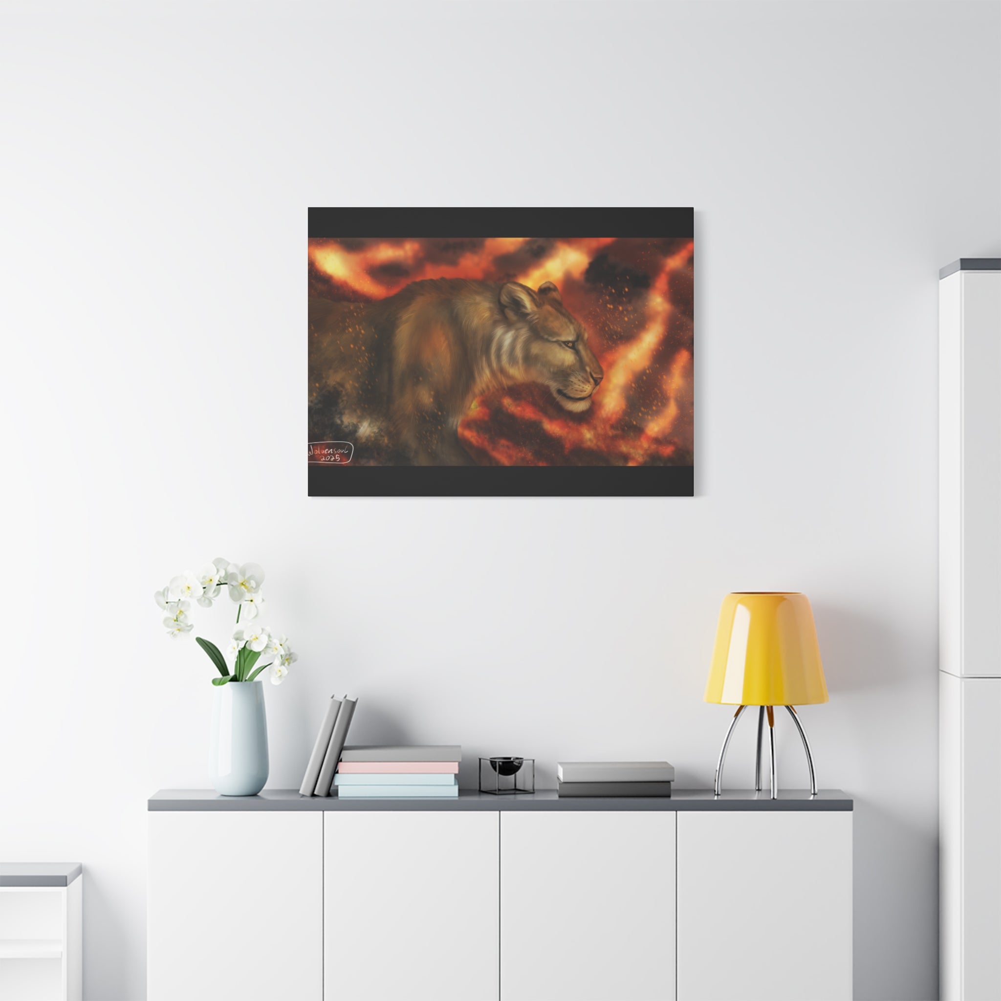 Fire lion Canvas, Stretched, 1.25"