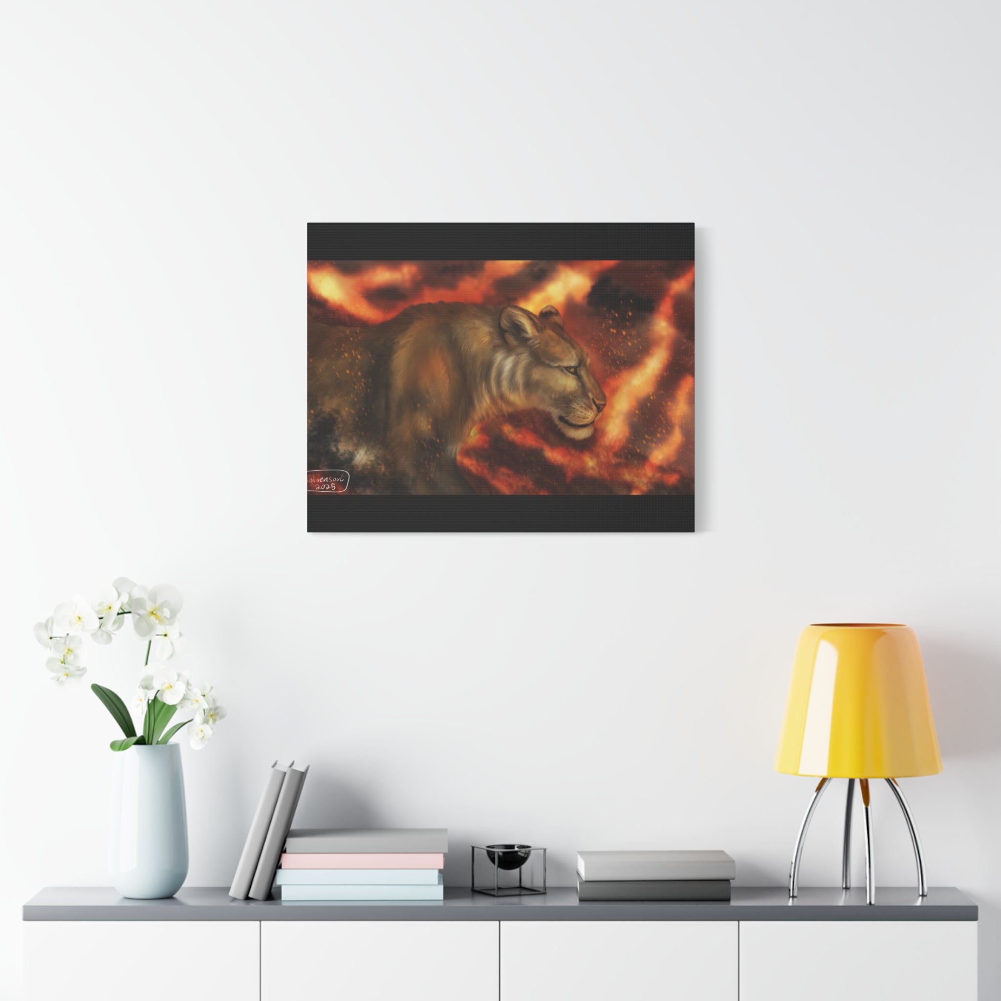 Fire lion Canvas, Stretched, 1.25"