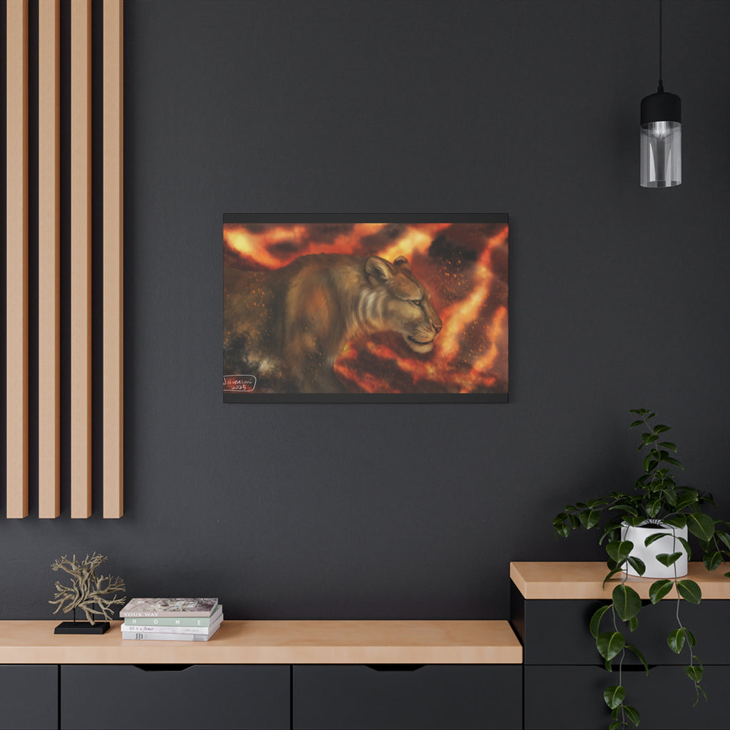 Fire lion Canvas, Stretched, 1.25"