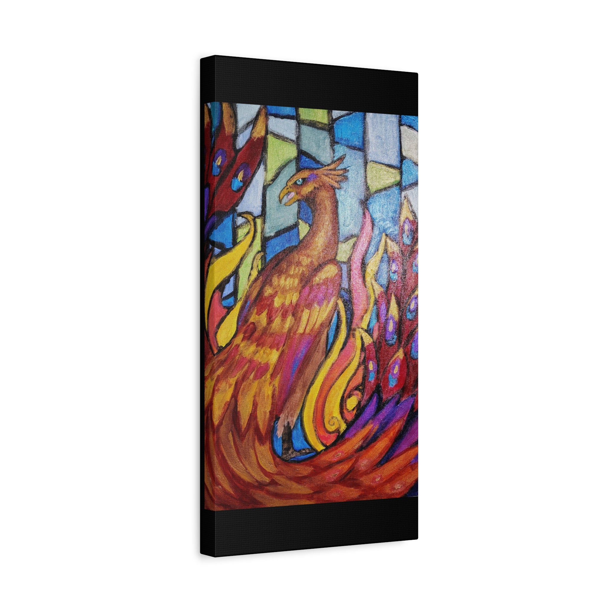 STAINED GLASS PHOENIX Stretched, 1.25"