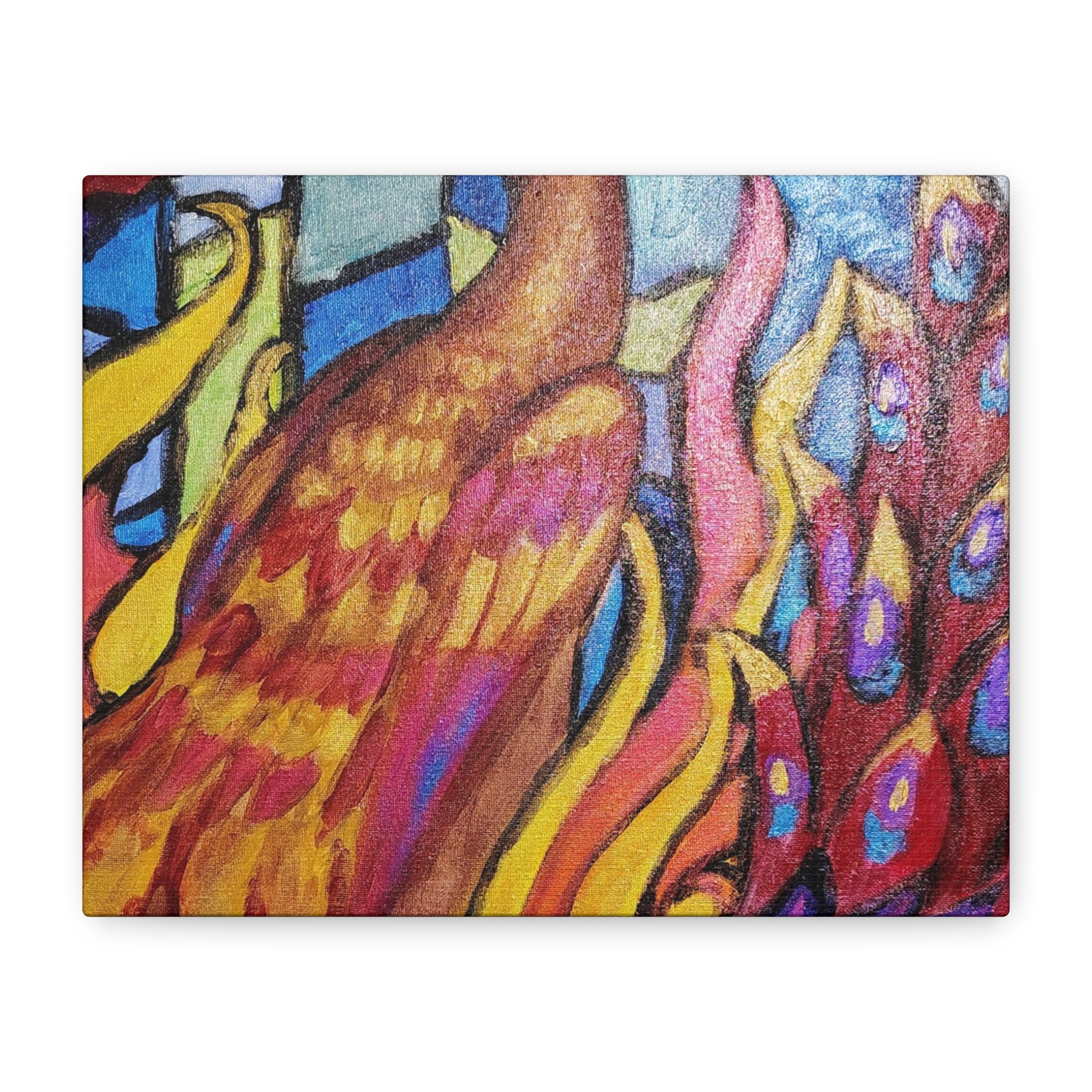 STAINED GLASS PHOENIX Stretched, 1.25"