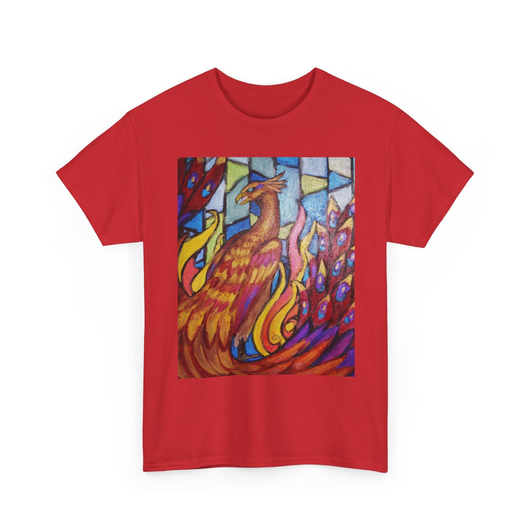 Stained Glass Phoenix heavy Cotton Tee