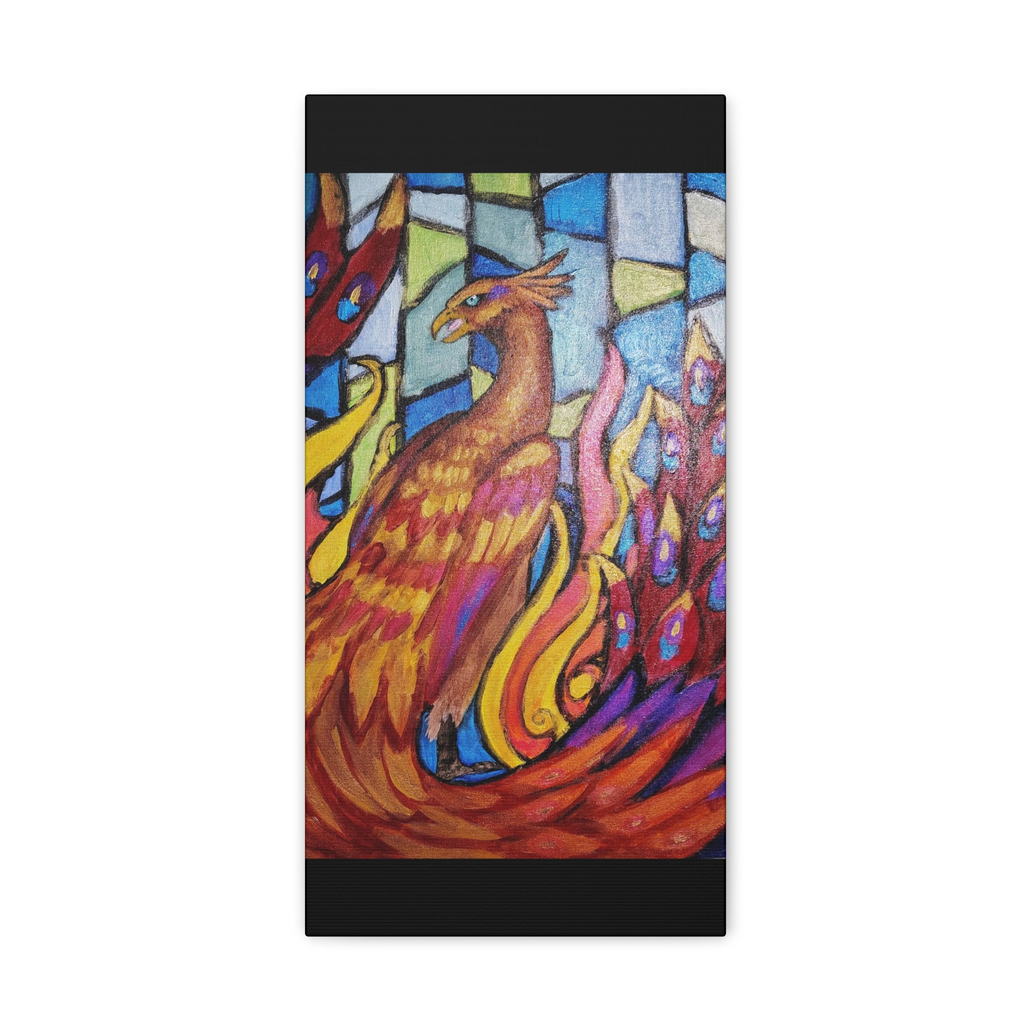 STAINED GLASS PHOENIX Stretched, 1.25"