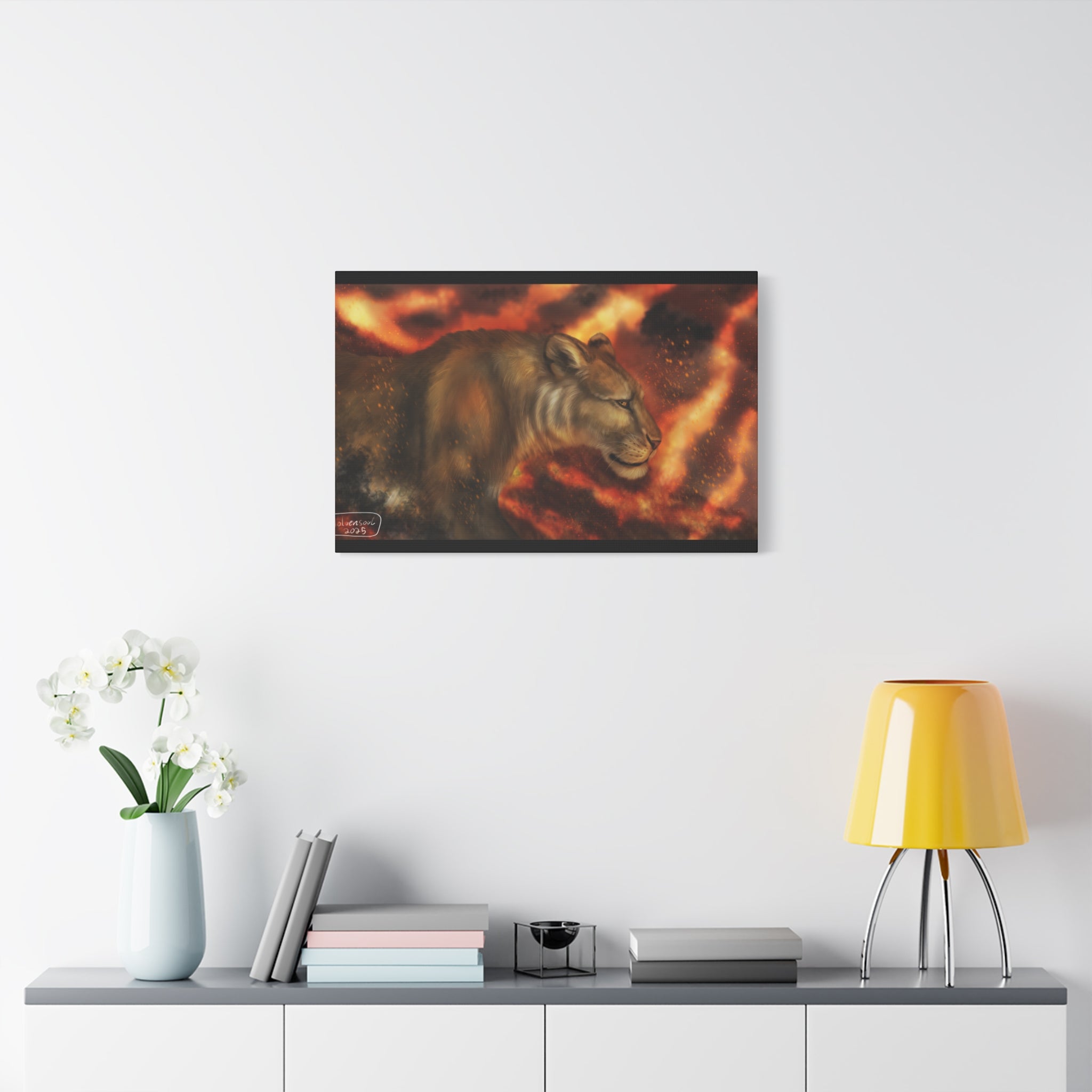 Fire lion Canvas, Stretched, 1.25"