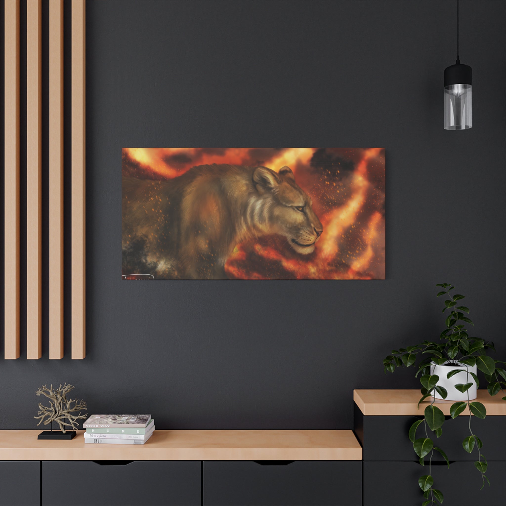 Fire lion Canvas, Stretched, 1.25"