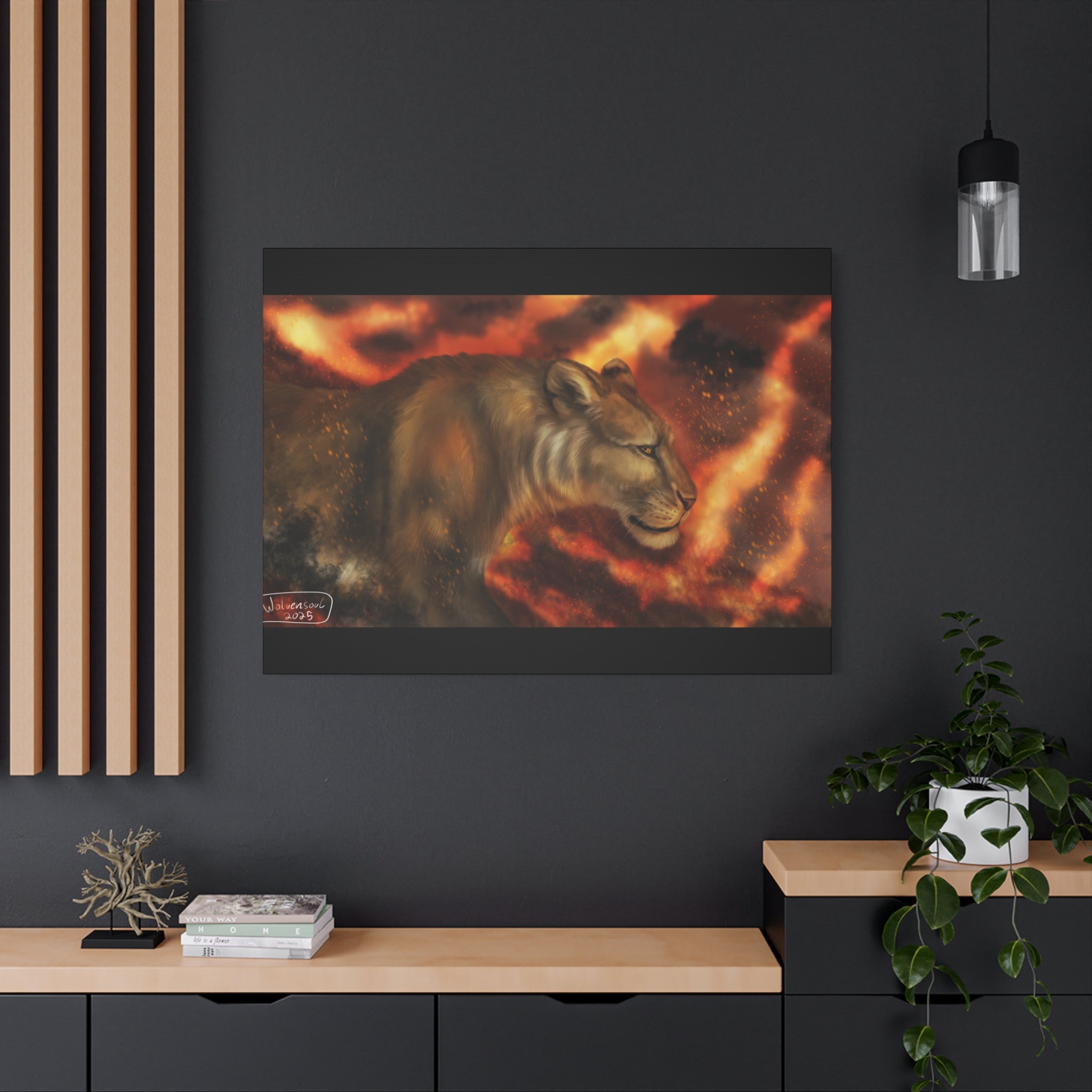 Fire lion Canvas, Stretched, 1.25"