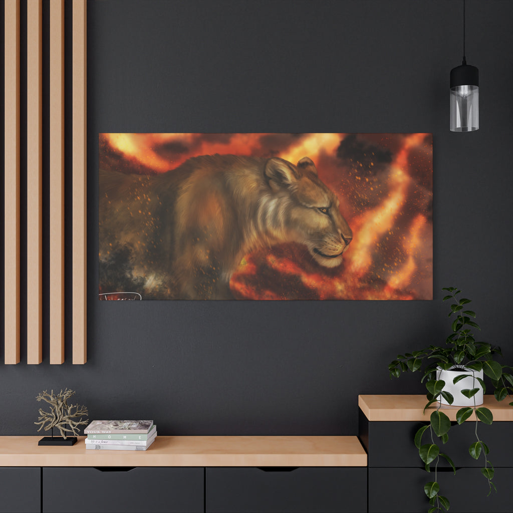 Fire lion Canvas, Stretched, 1.25"