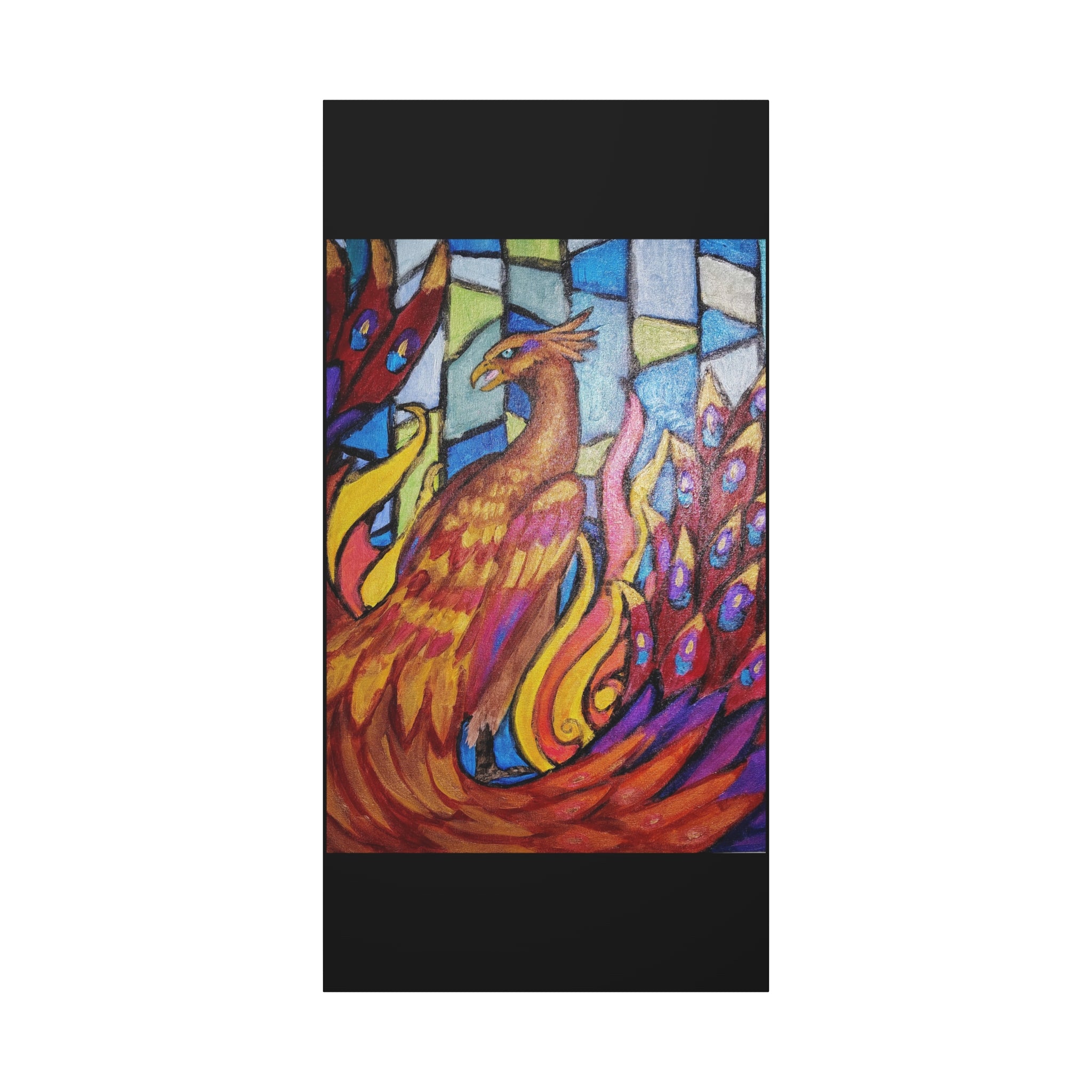 STAINED GLASS PHOENIX Stretched, 1.25"