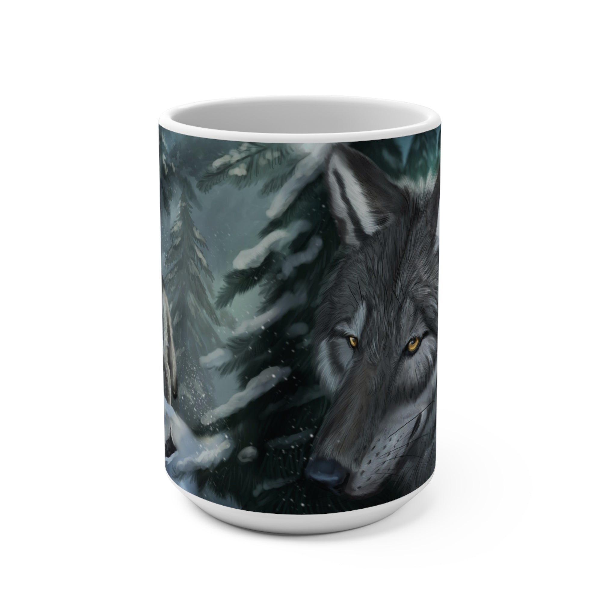WHITE Winter Wolves Mug 15oz