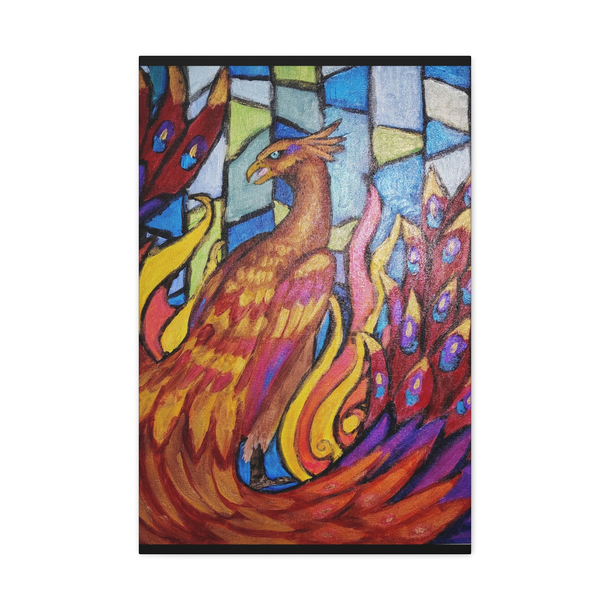 STAINED GLASS PHOENIX Stretched, 1.25"