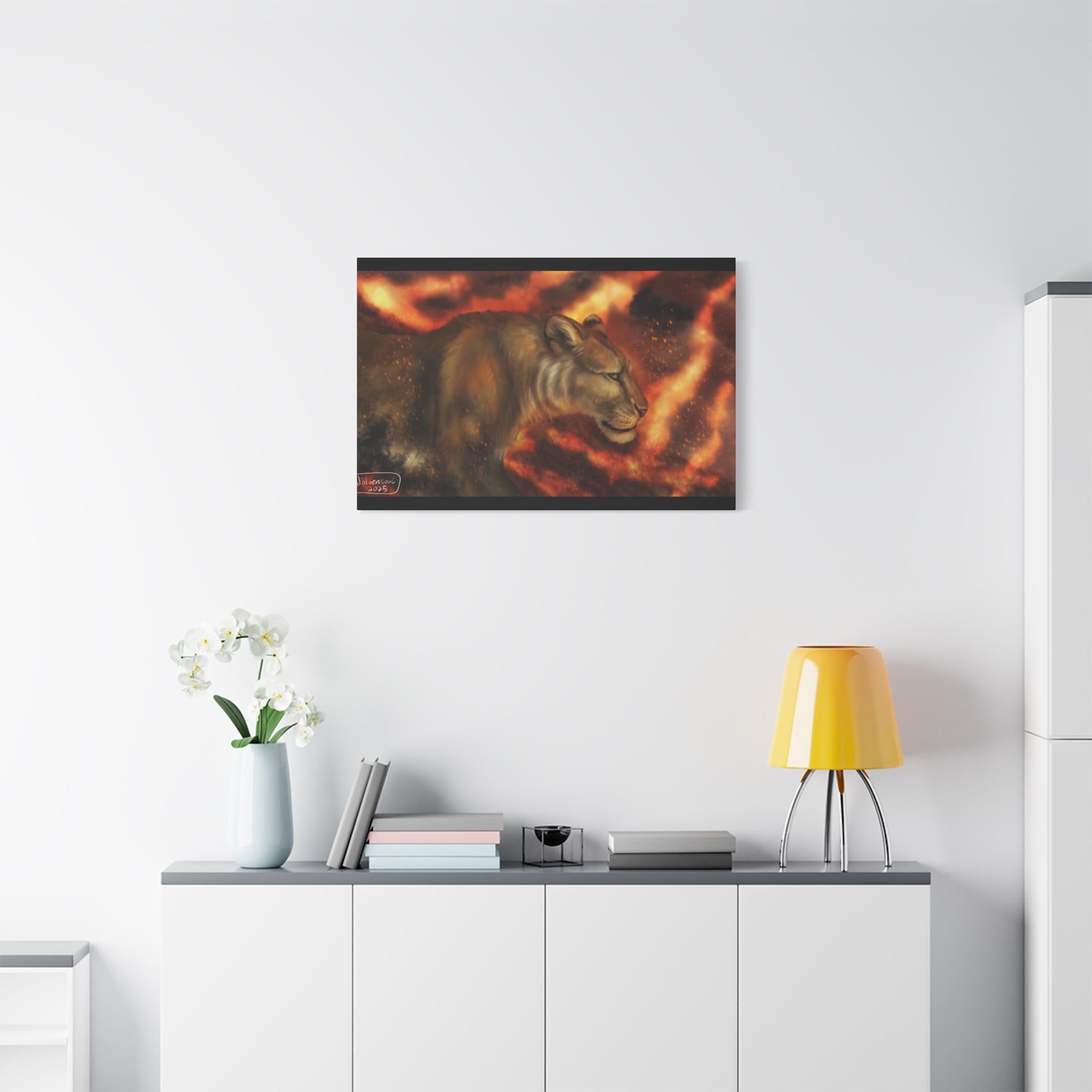 Fire lion Canvas, Stretched, 1.25"