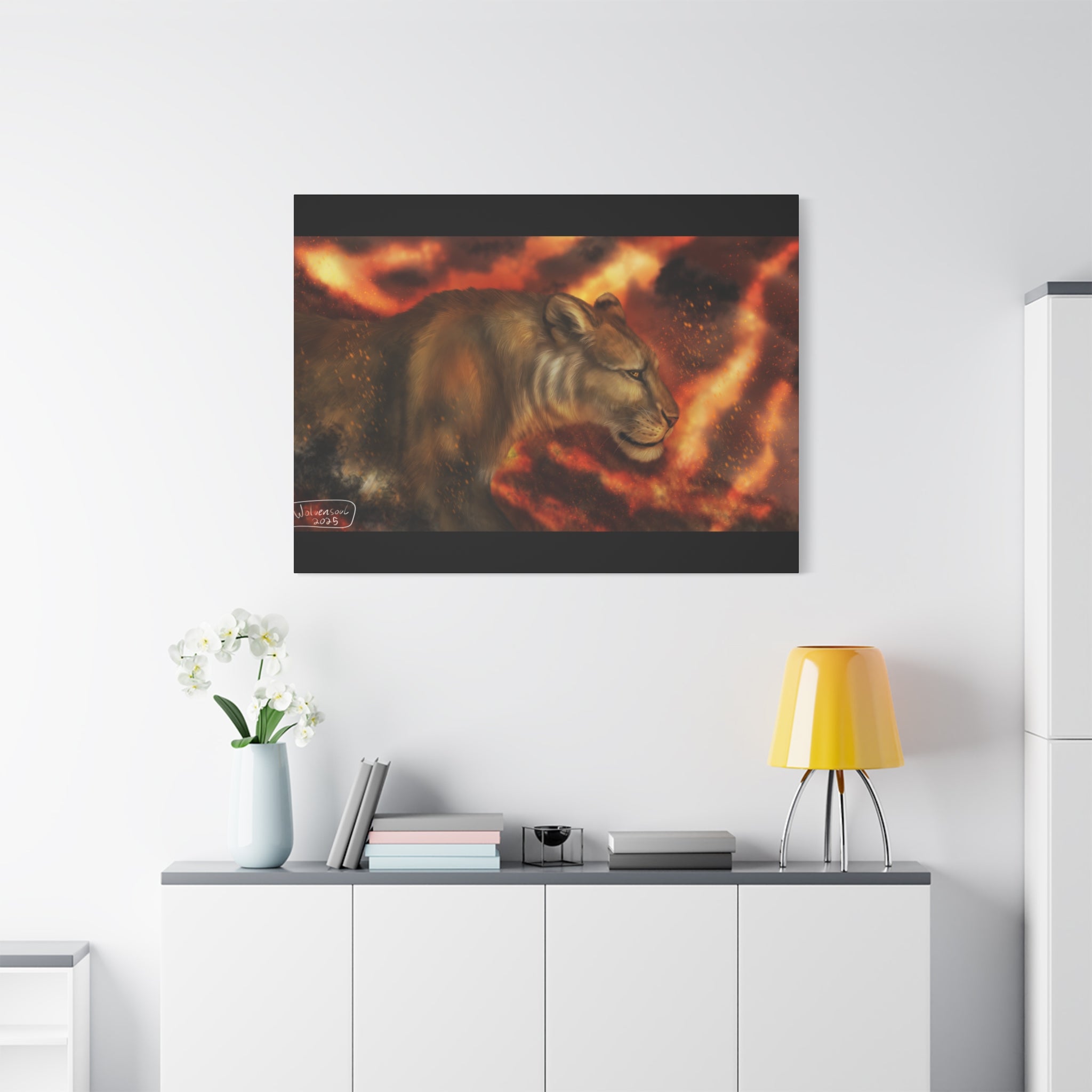 Fire lion Canvas, Stretched, 1.25"