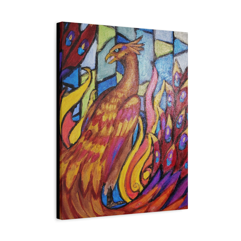 STAINED GLASS PHOENIX Stretched, 1.25"