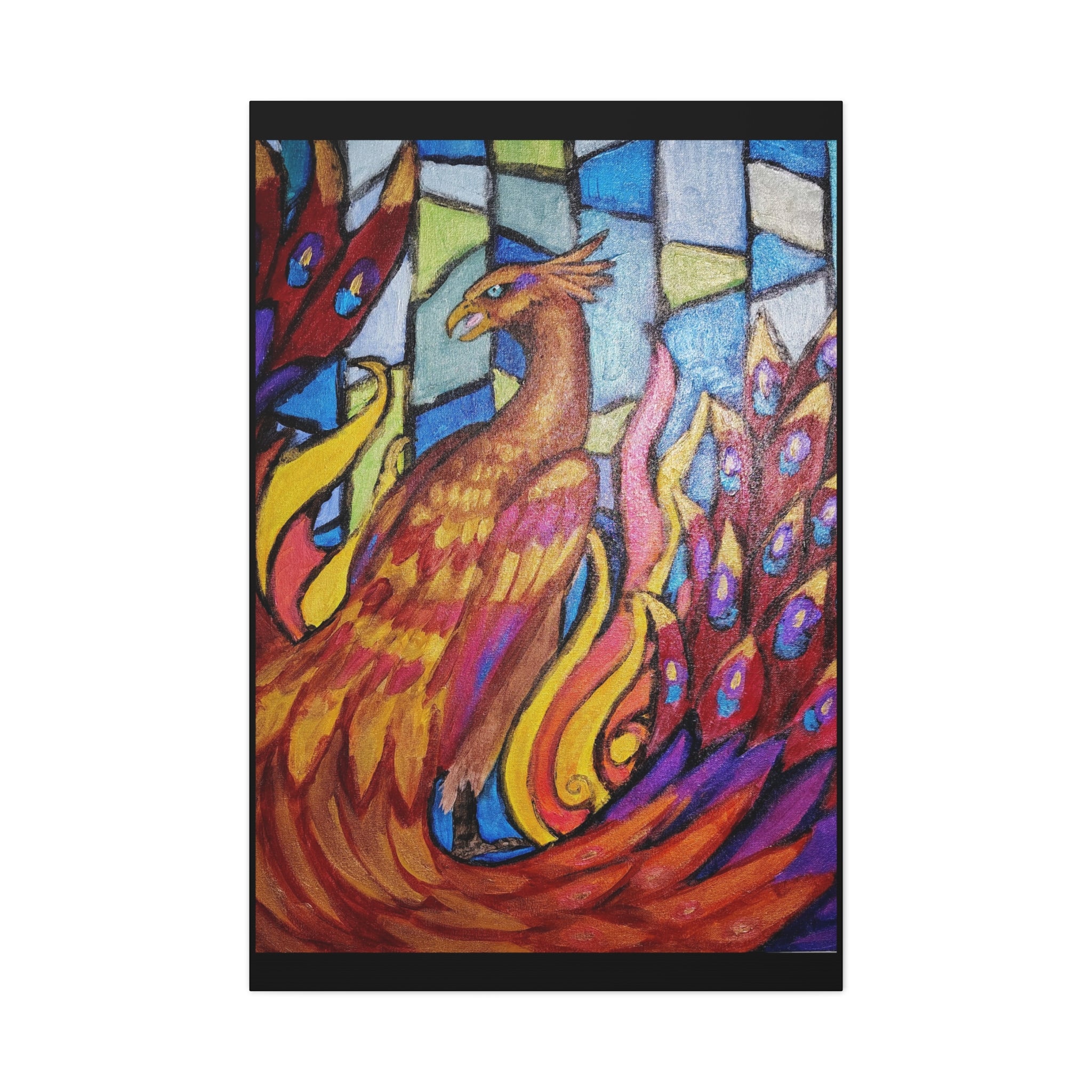 STAINED GLASS PHOENIX Stretched, 1.25"