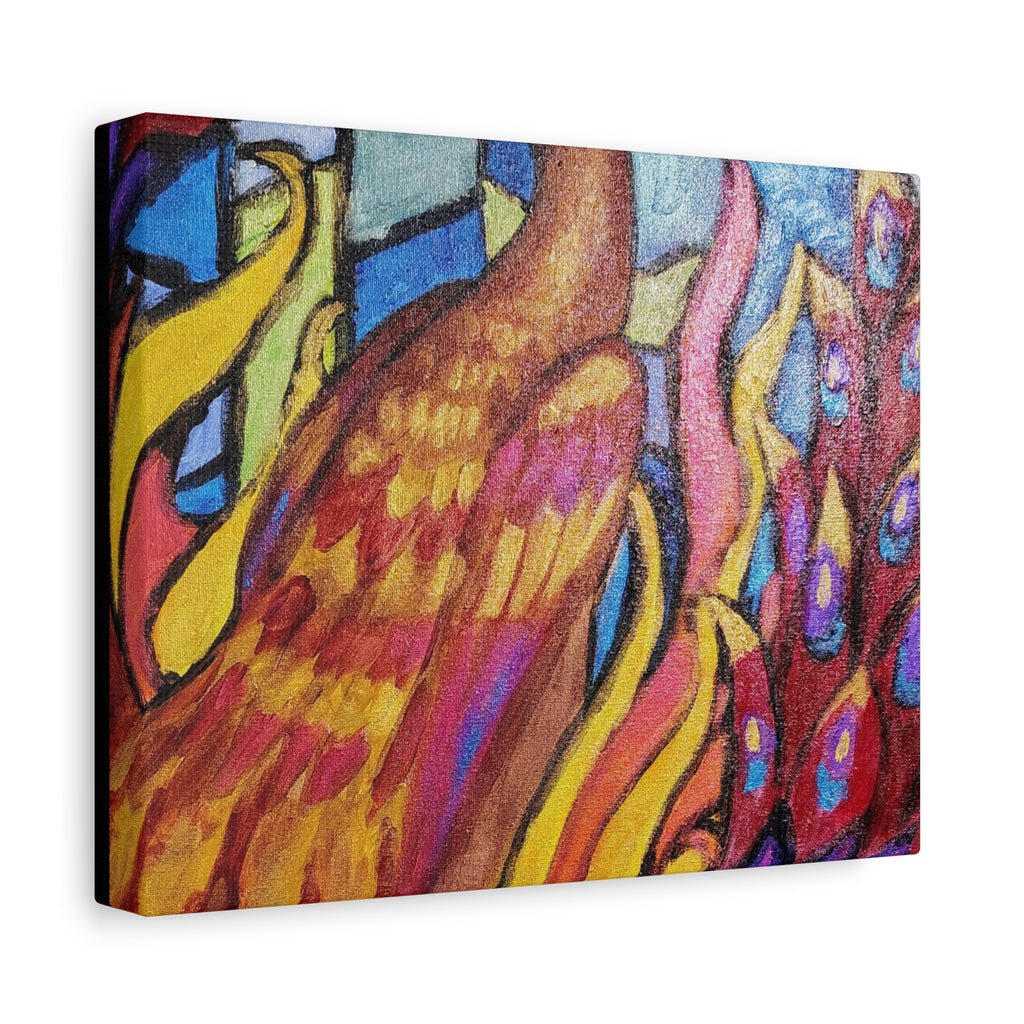 STAINED GLASS PHOENIX Stretched, 1.25"