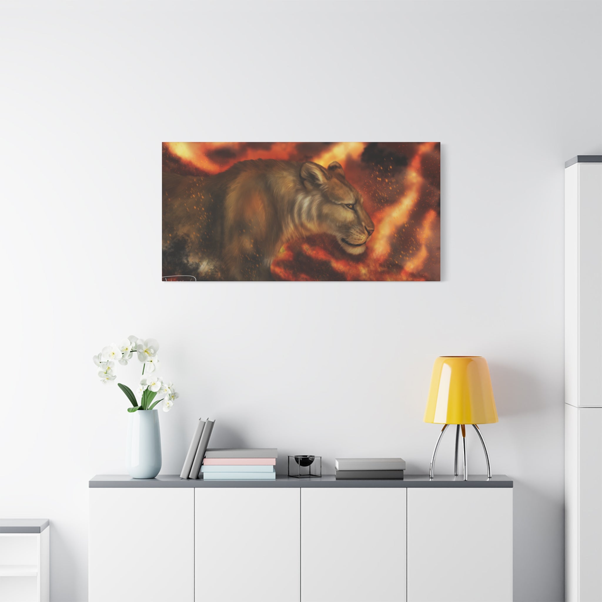 Fire lion Canvas, Stretched, 1.25"