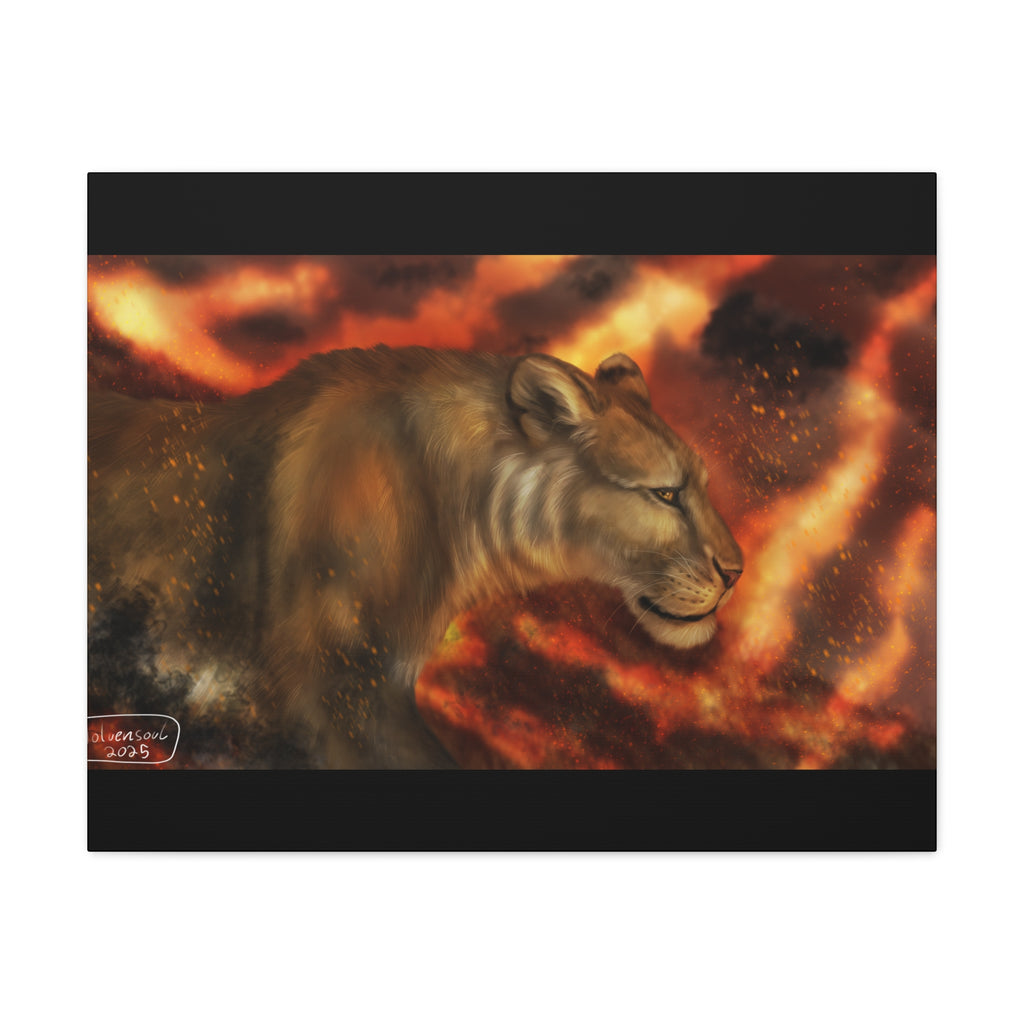 Fire lion Canvas, Stretched, 1.25"