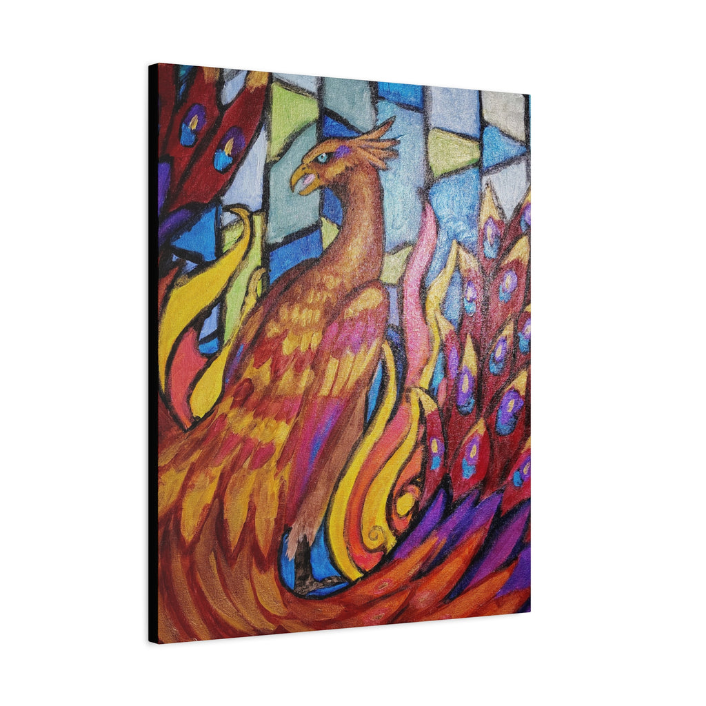 STAINED GLASS PHOENIX Stretched, 1.25"