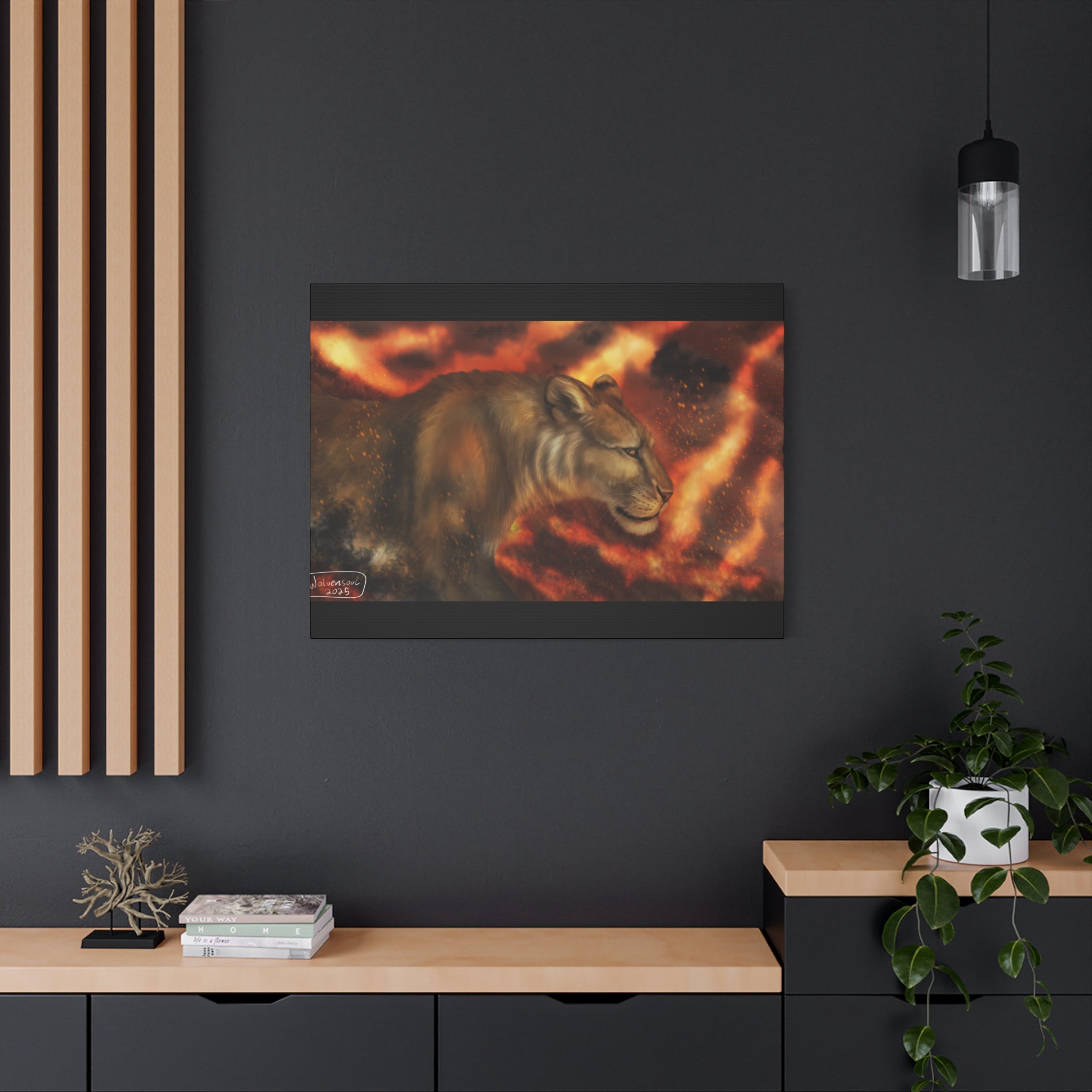 Fire lion Canvas, Stretched, 1.25"