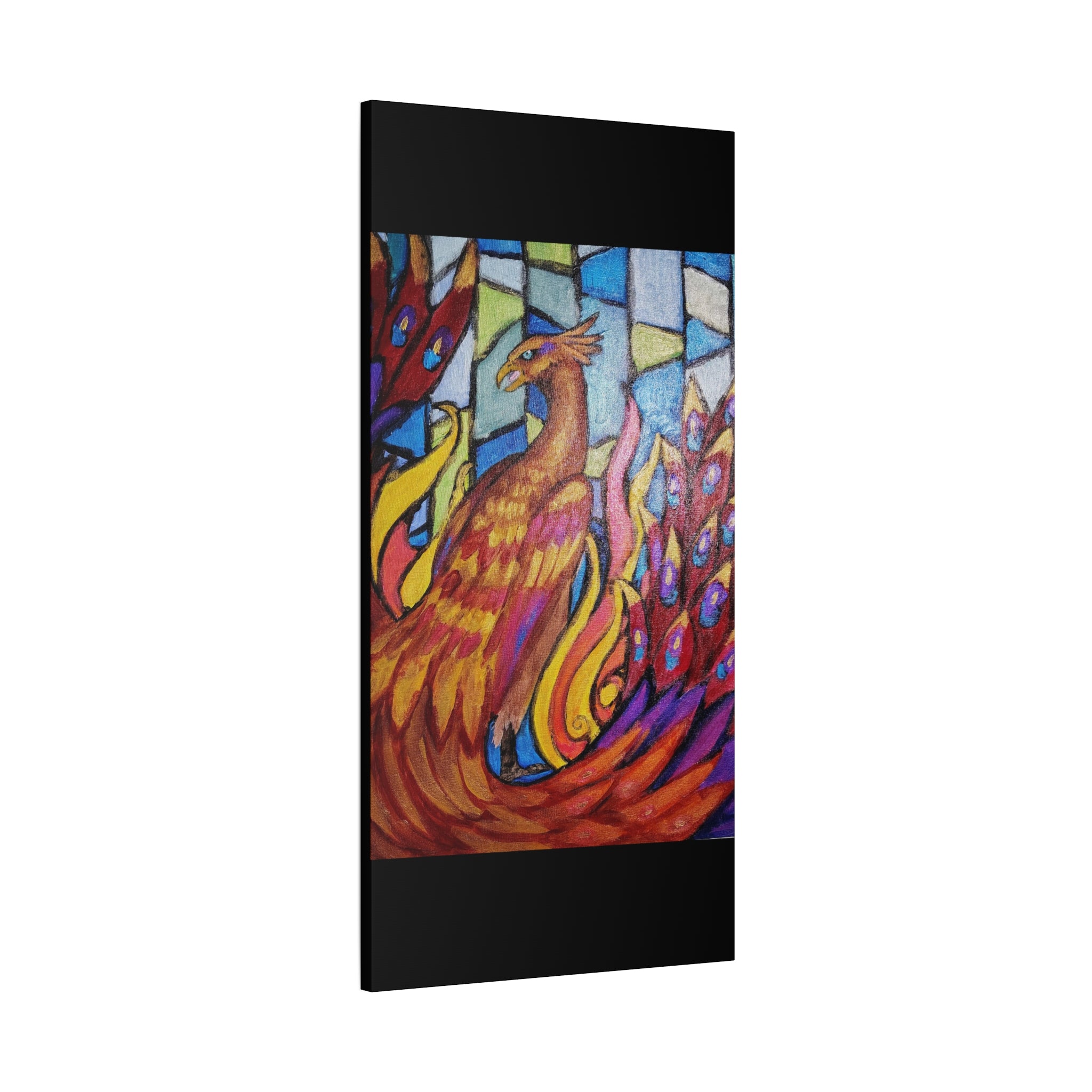 STAINED GLASS PHOENIX Stretched, 1.25"