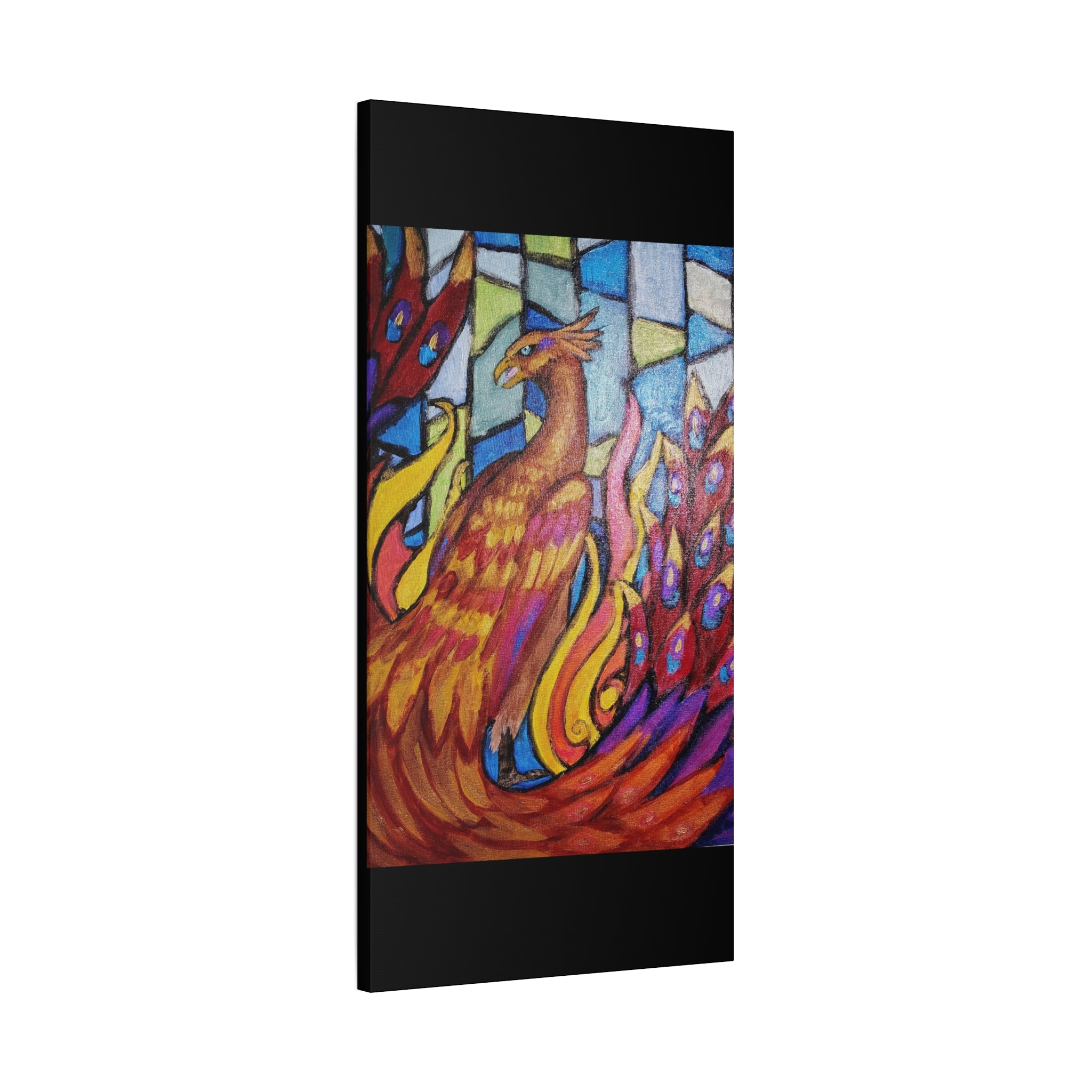STAINED GLASS PHOENIX Stretched, 1.25"