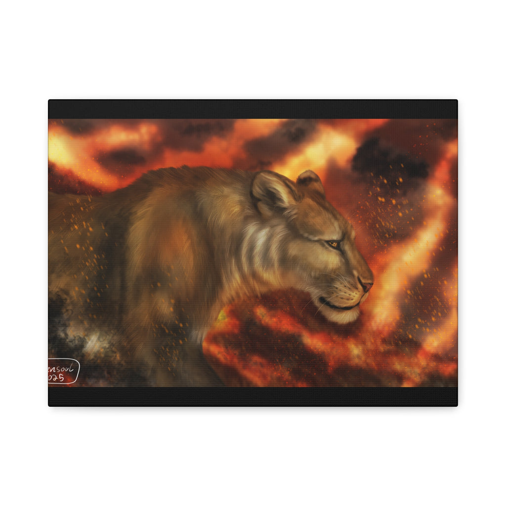 Fire lion Canvas, Stretched, 1.25"