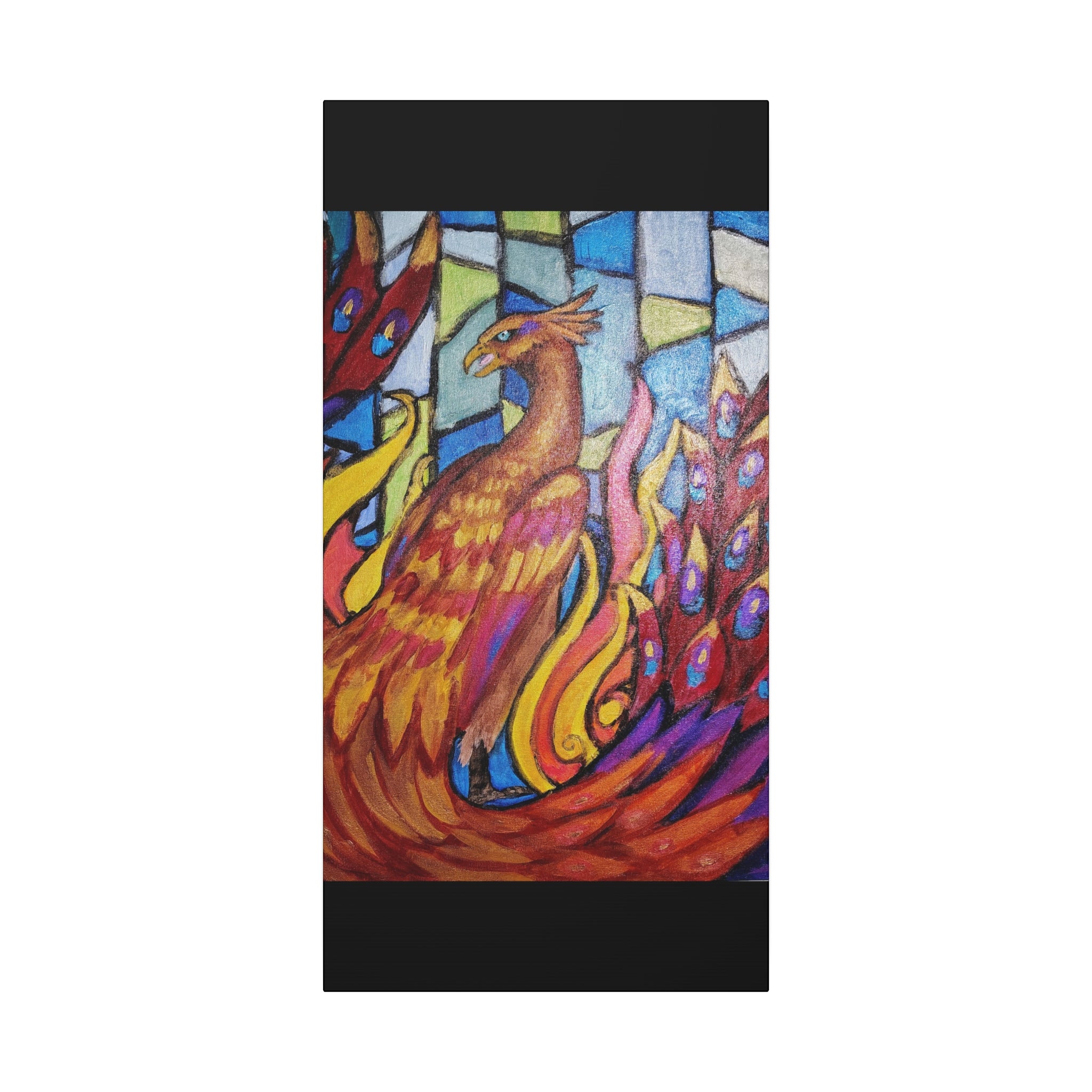 STAINED GLASS PHOENIX Stretched, 1.25"