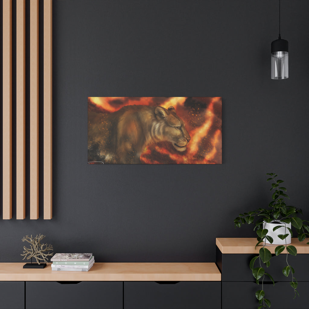 Fire lion Canvas, Stretched, 1.25"