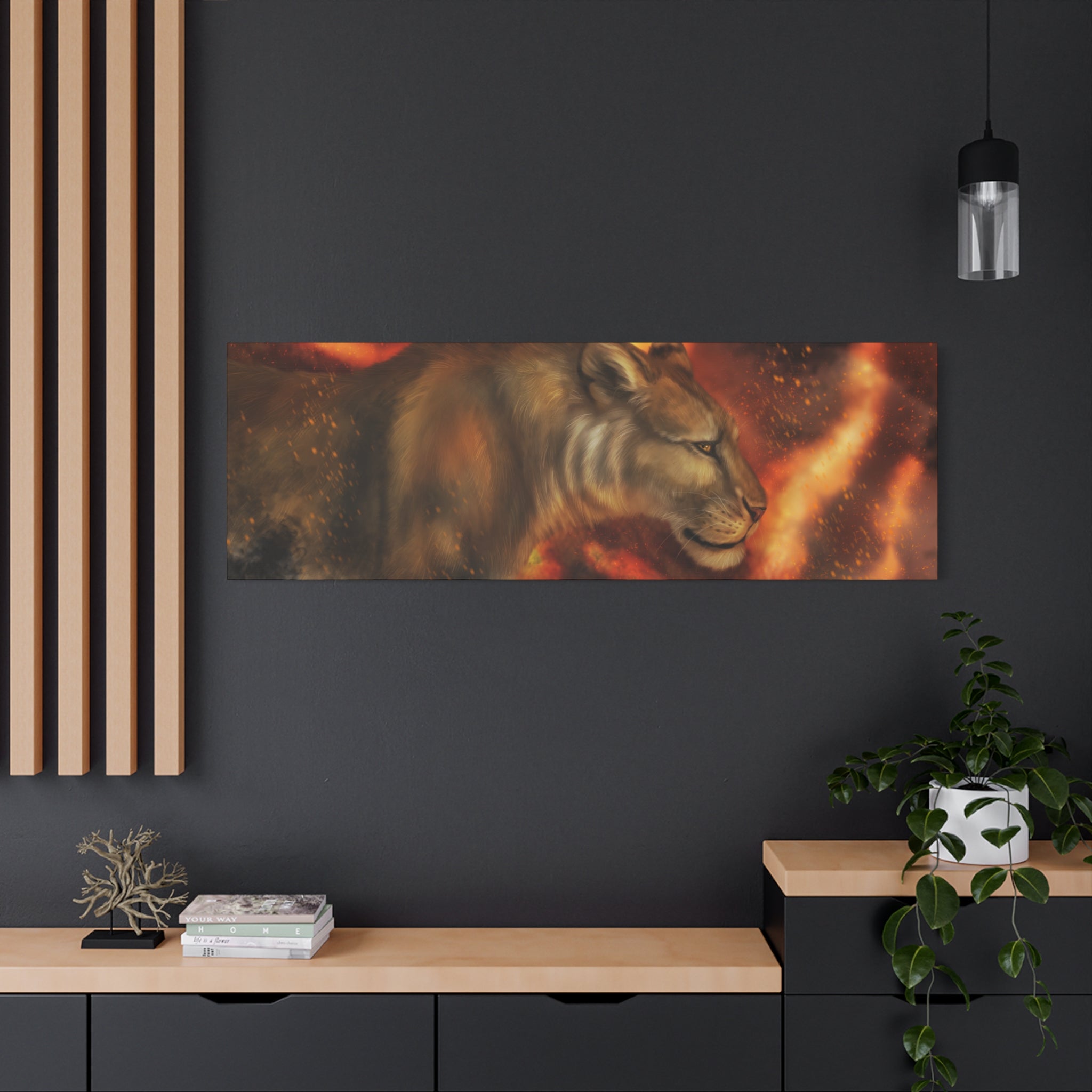 Fire lion Canvas, Stretched, 1.25"