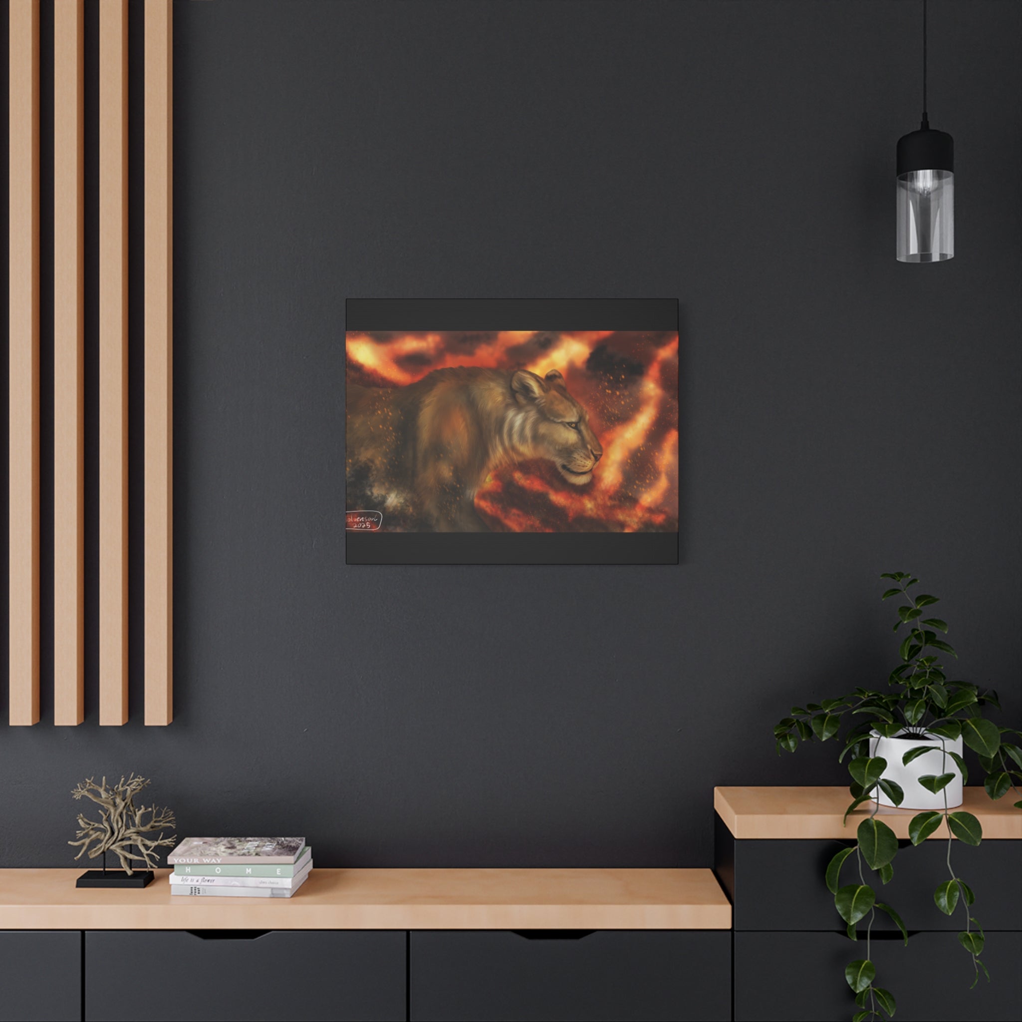 Fire lion Canvas, Stretched, 1.25"