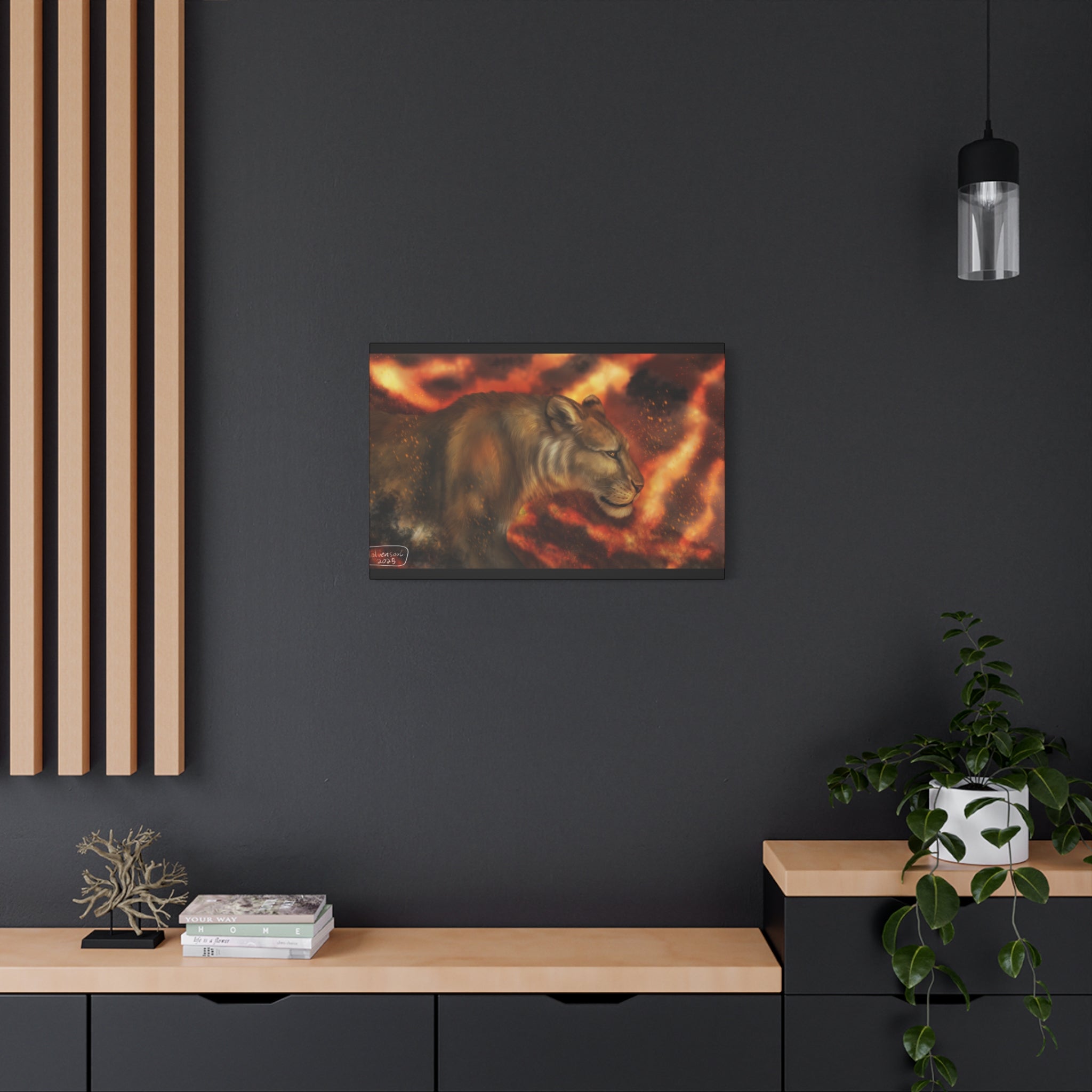 Fire lion Canvas, Stretched, 1.25"